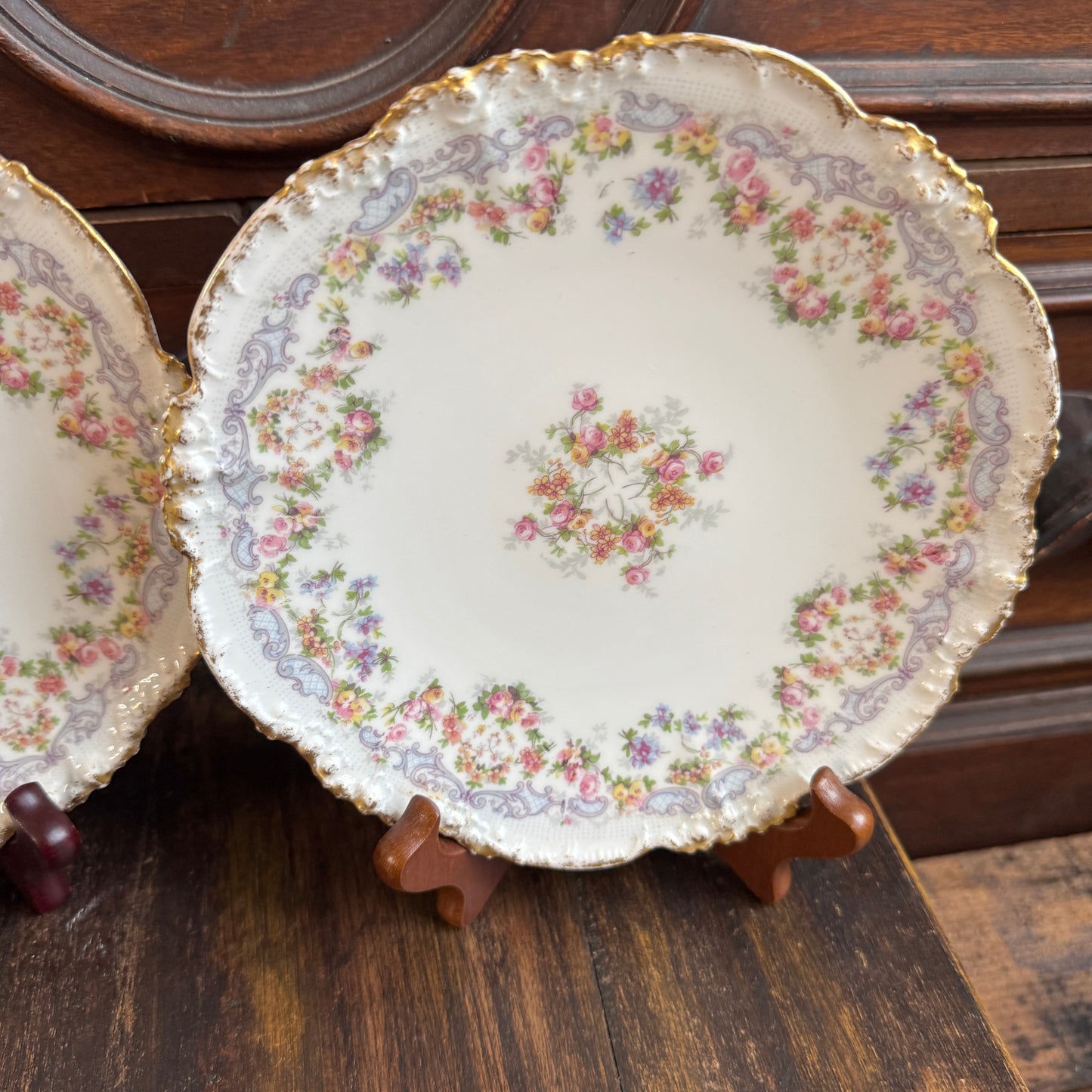 9 Antique J P & L Limoges French Hand Painted Luncheon Salad Plates