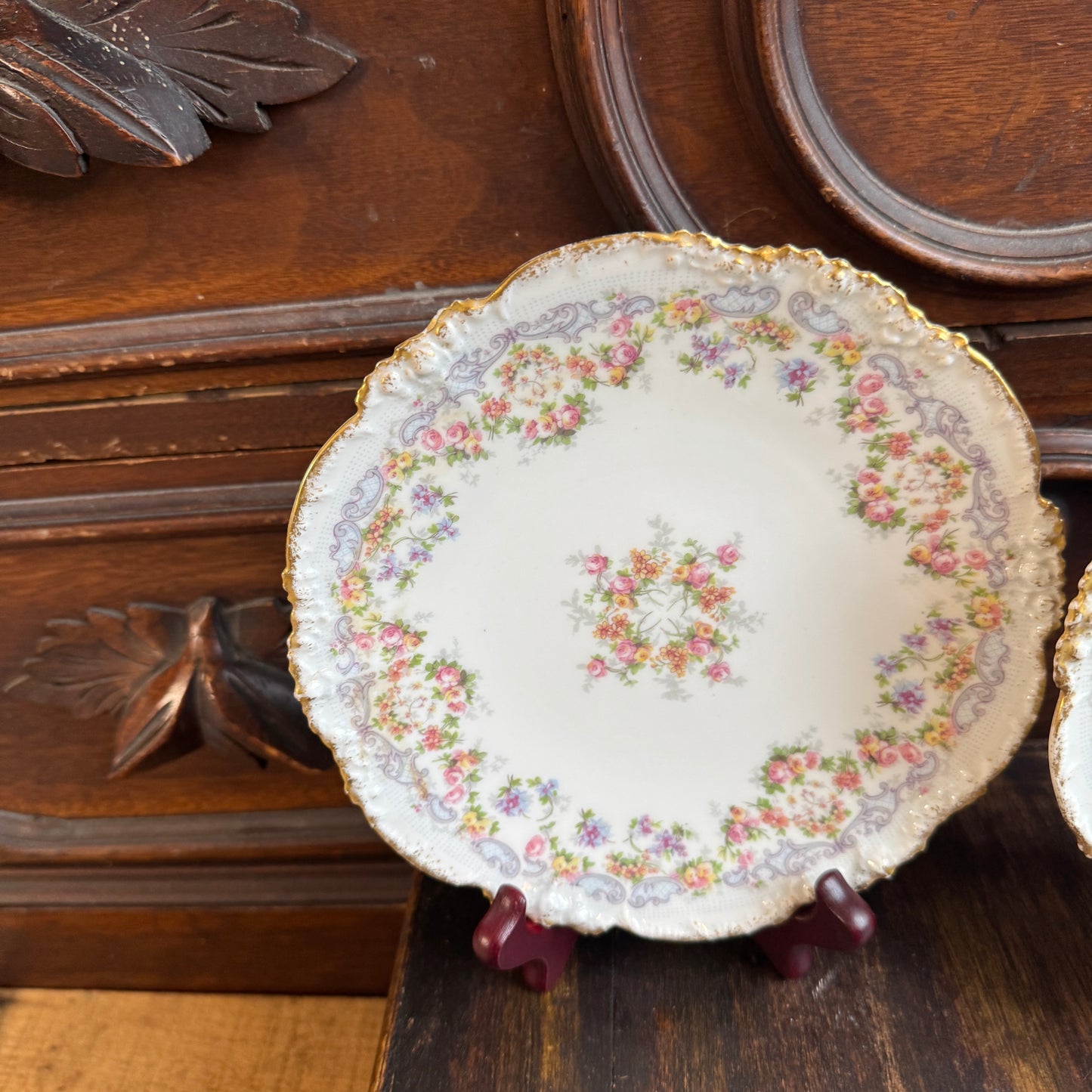 9 Antique J P & L Limoges French Hand Painted Luncheon Salad Plates