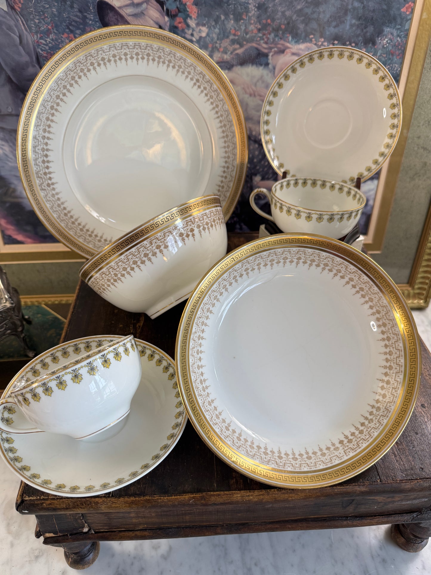 Two French Haviland Limoges Schleiger Tea Cups & Saucers