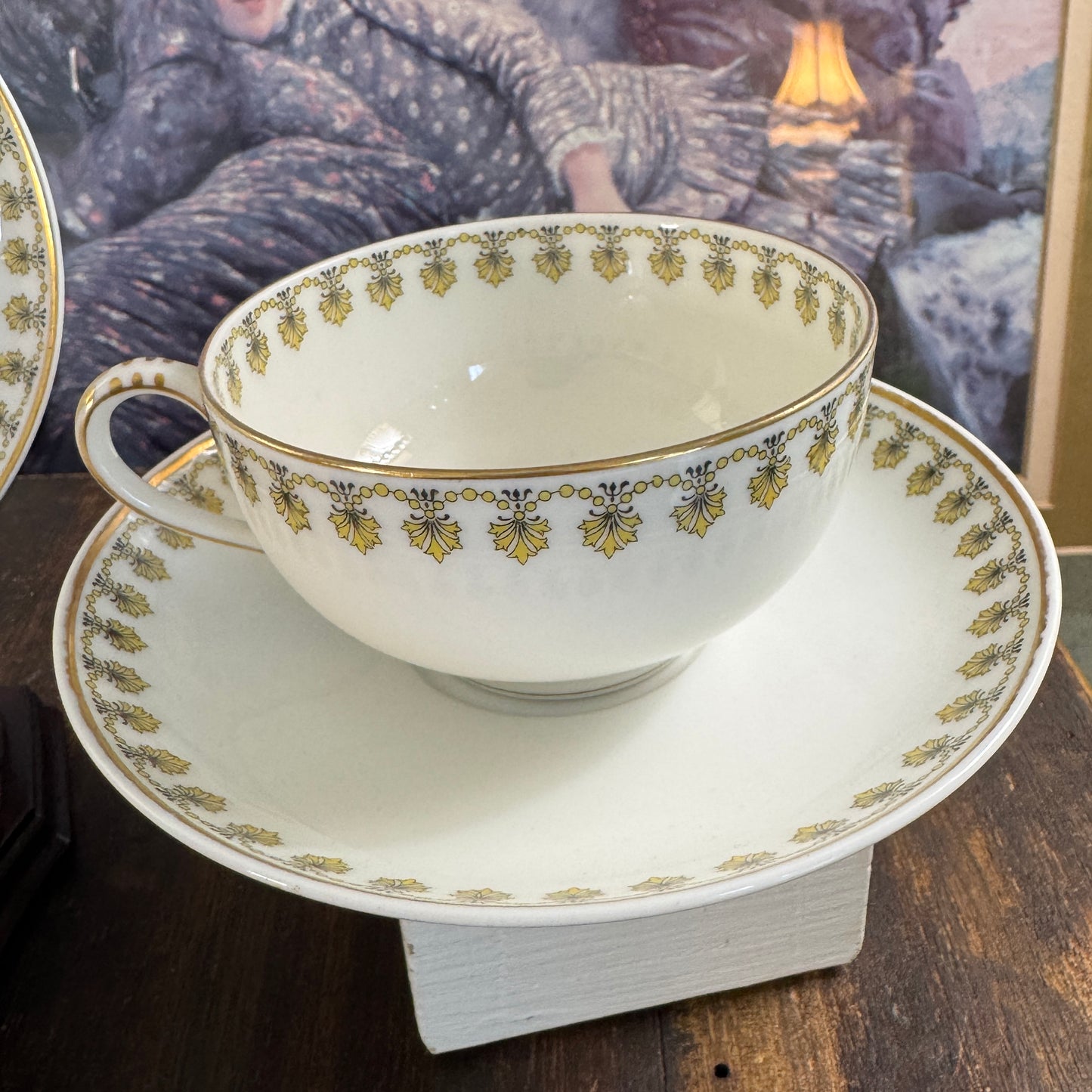 Two French Haviland Limoges Schleiger Tea Cups & Saucers