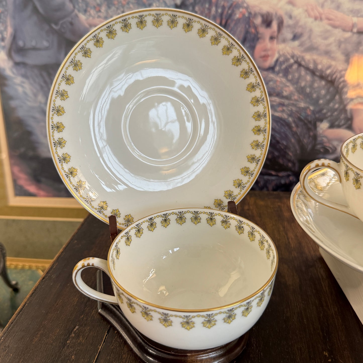 Two French Haviland Limoges Schleiger Tea Cups & Saucers