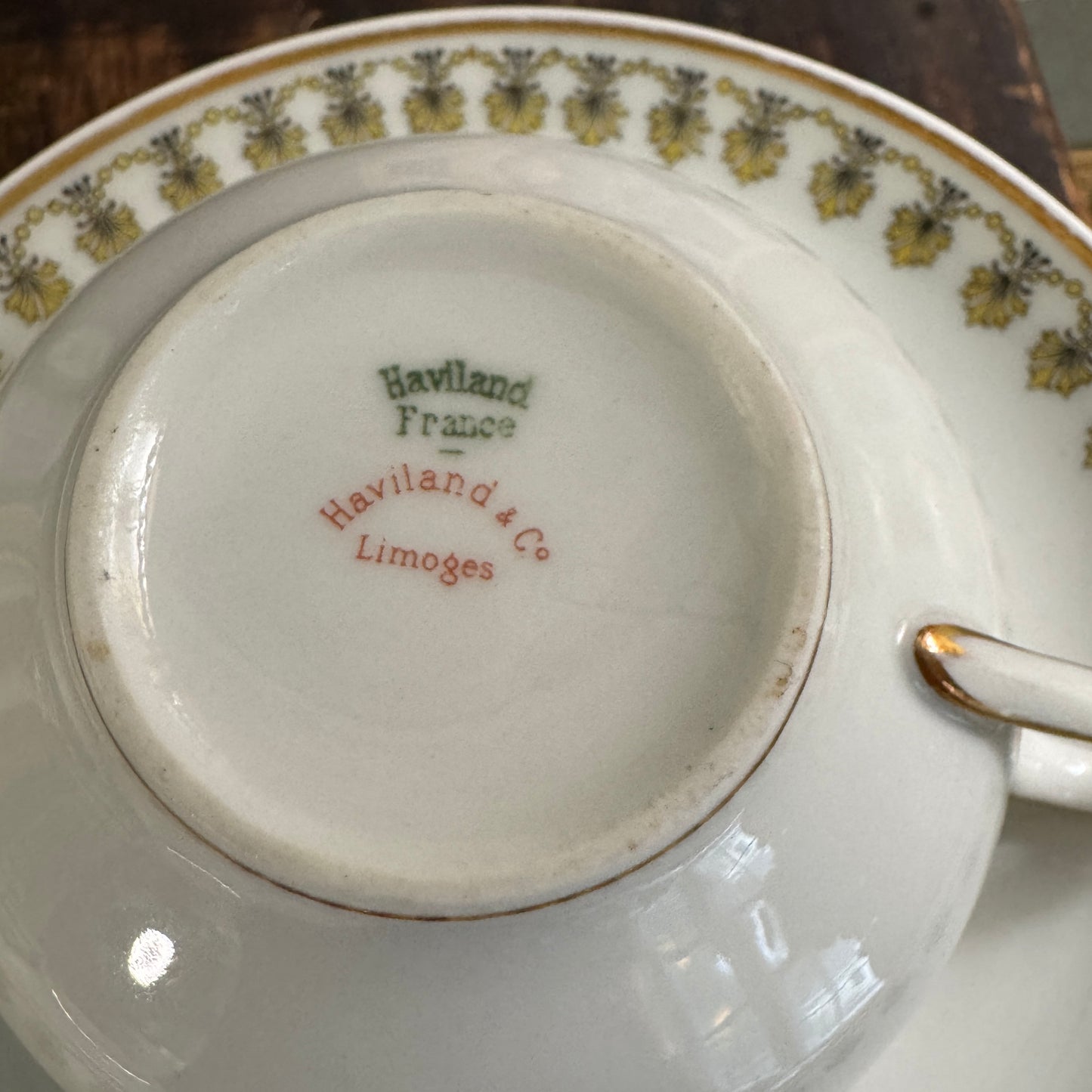Two French Haviland Limoges Schleiger Tea Cups & Saucers