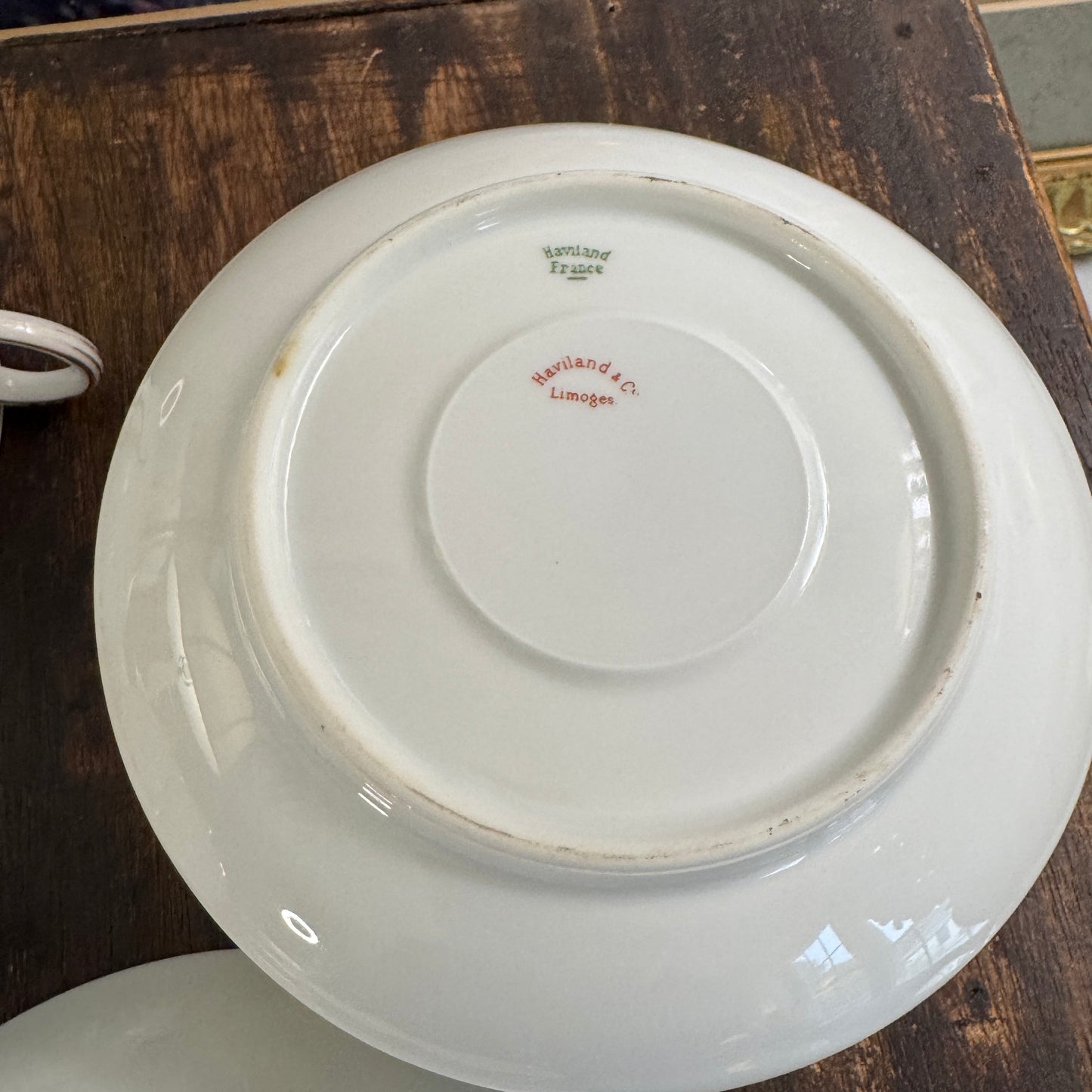 Two French Haviland Limoges Schleiger Tea Cups & Saucers