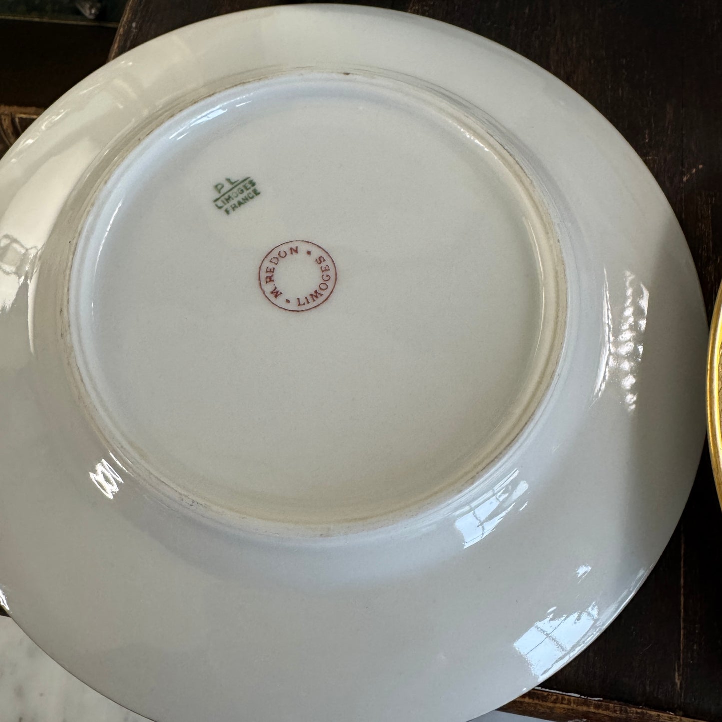 Three French P & L Limoges M. Redon Fleur De Lis Gilt Border Bread & Butter Plates
