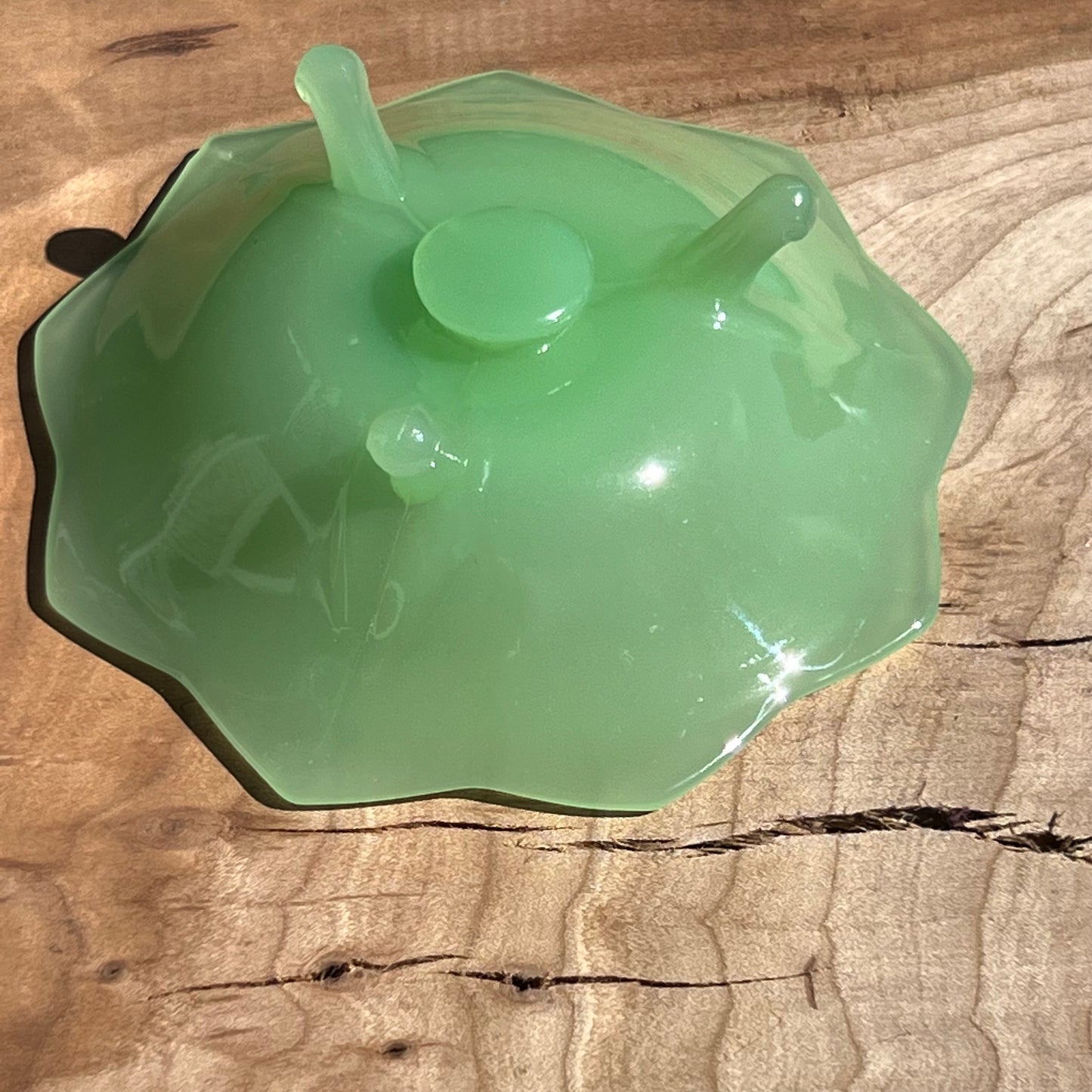 Vintage Fenton Jadeite Glass Lotus Flower Candle Holder