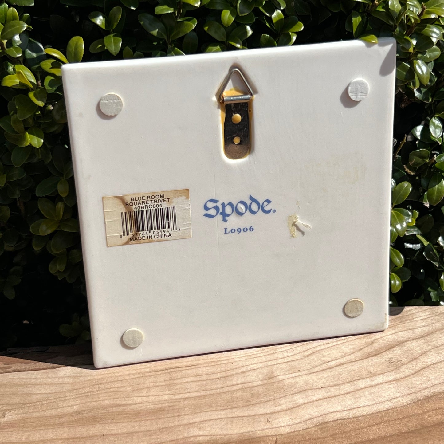 Spode Blue Room Square Trivet Blue & White with Hanger