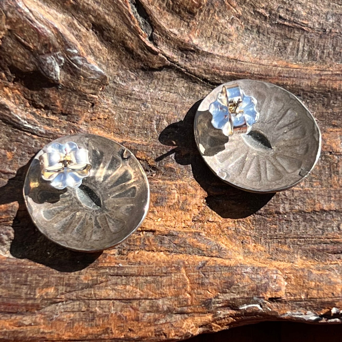 Vintage Sterling Silver Concho Handmade Earrings