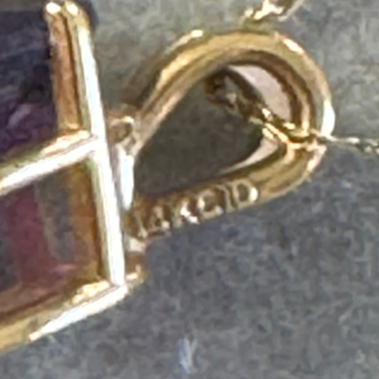 Vintage 14K Gold Clyde Duneier, Inc. Amethyst Semi Precious Gemstone Pendant Necklace