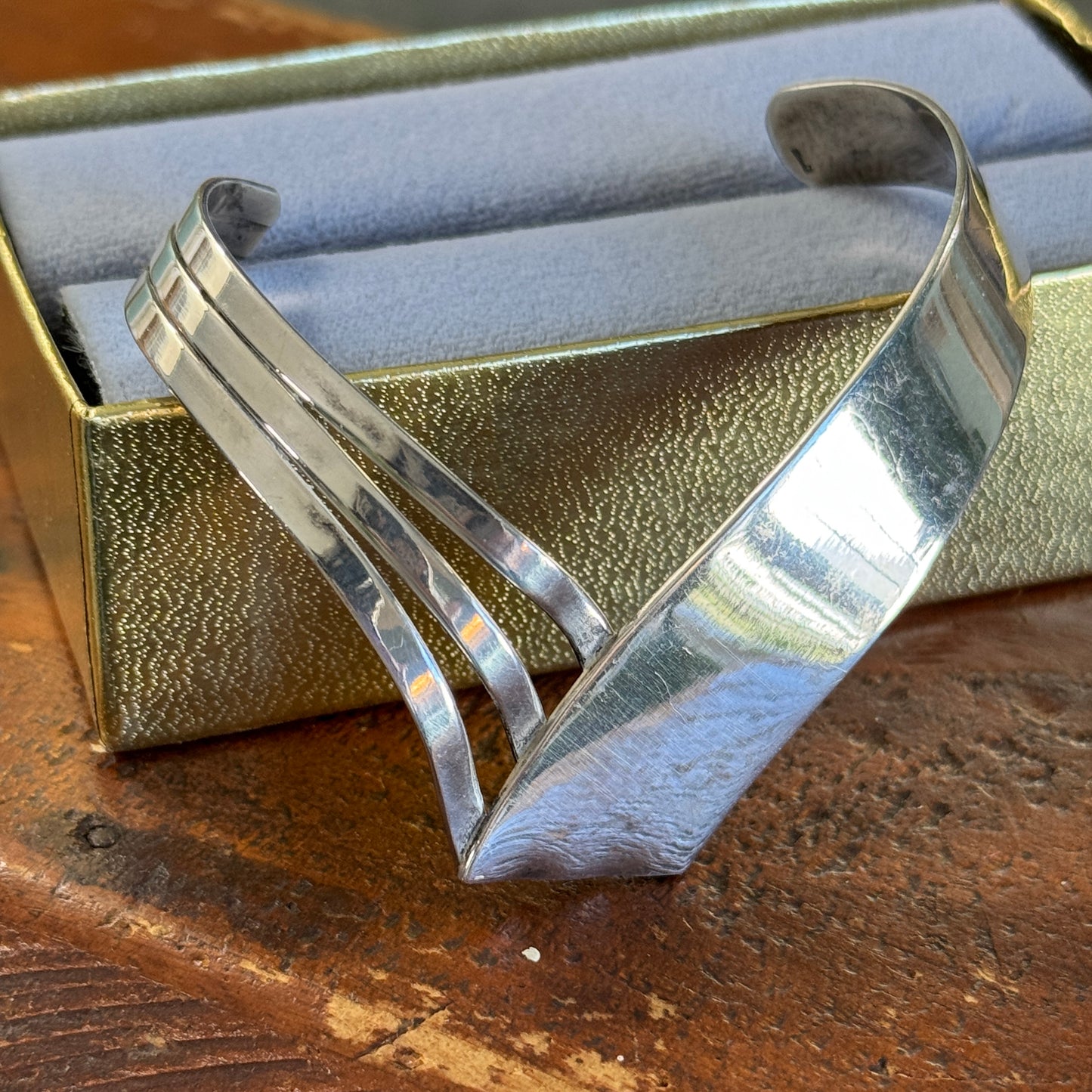Vintage Modern Looking Sterling Silver Cuff Bracelet