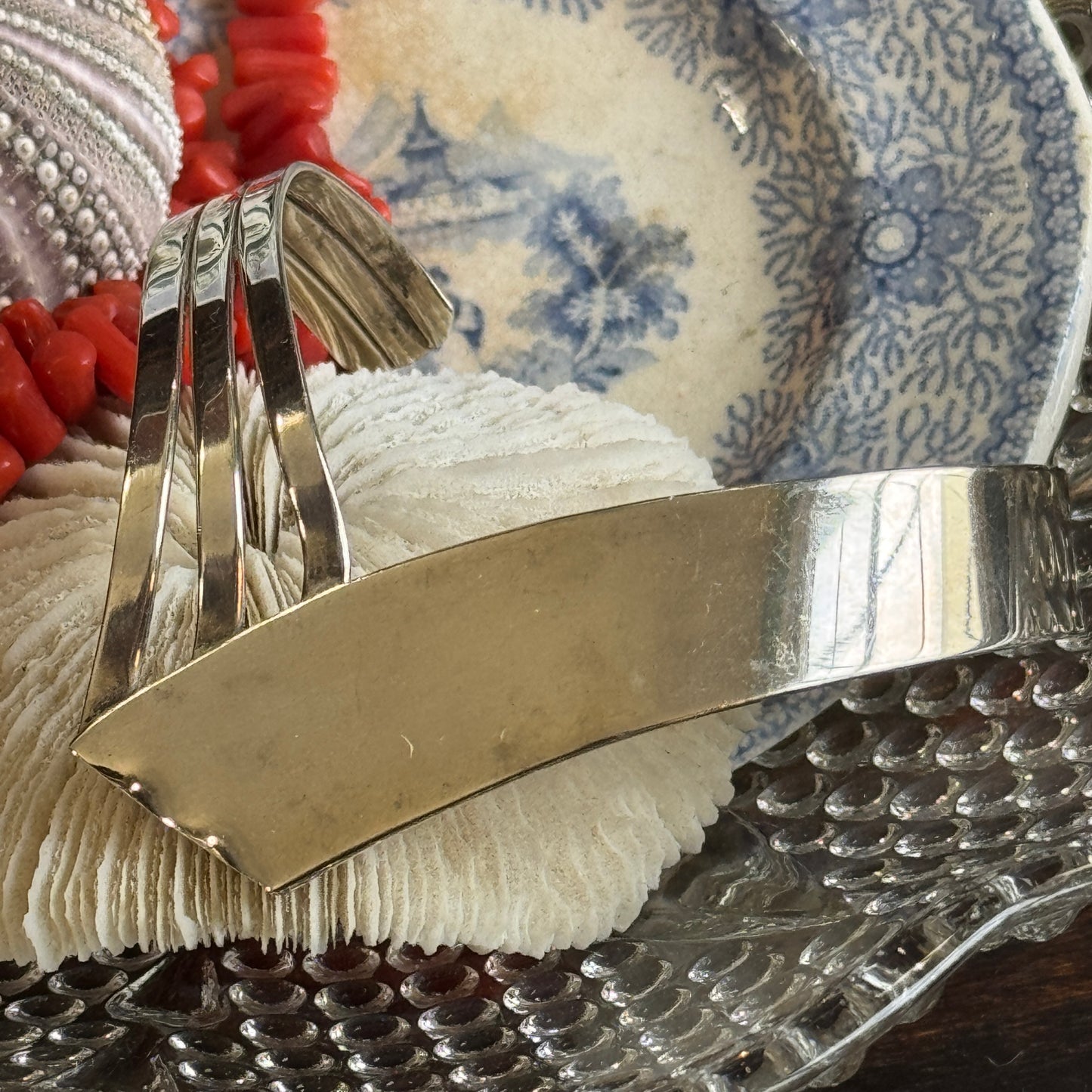 Vintage Modern Looking Sterling Silver Cuff Bracelet