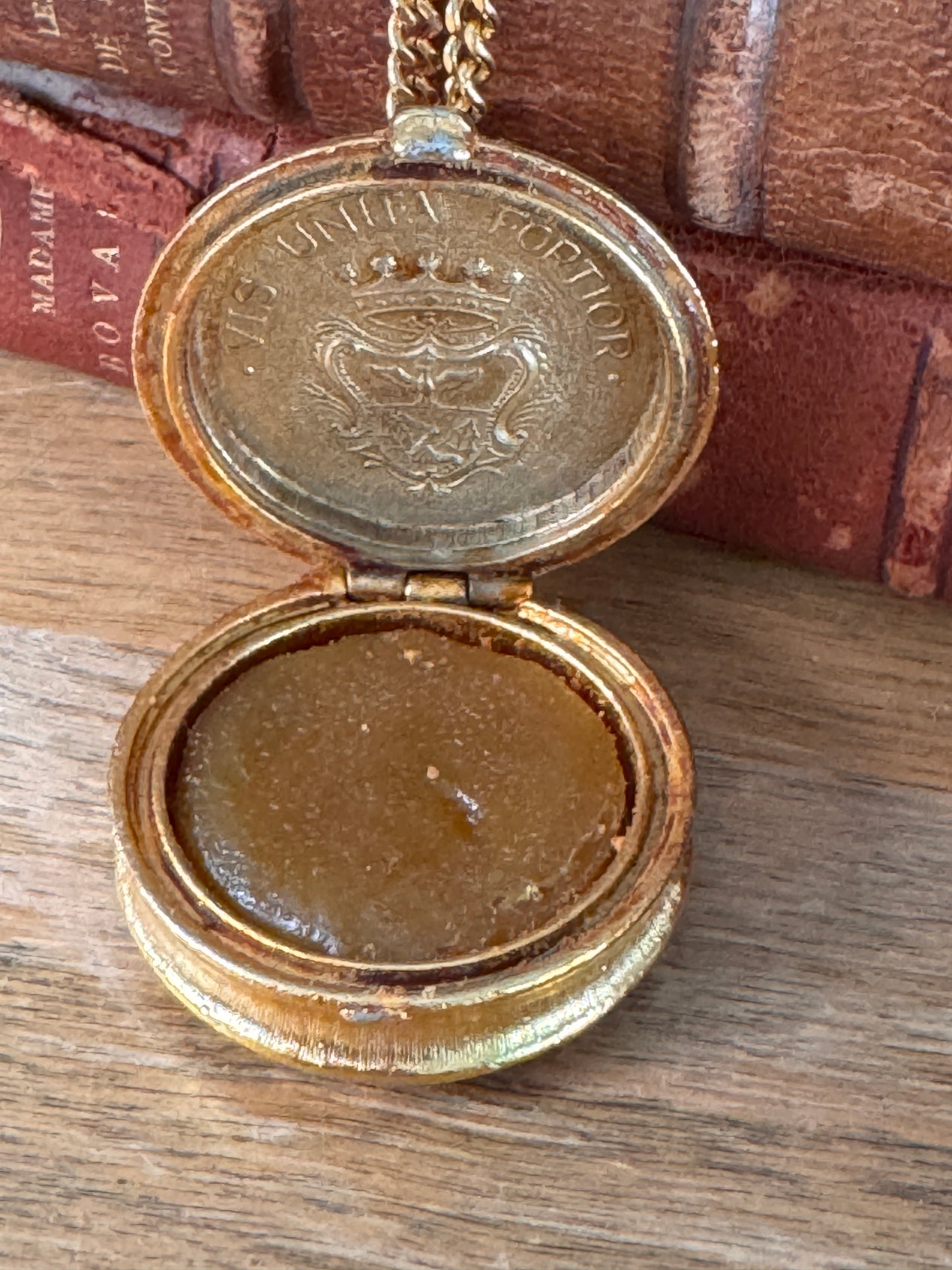 Vintage House of Borghese Coin Pendant Andiamo Solid Perfume Necklace