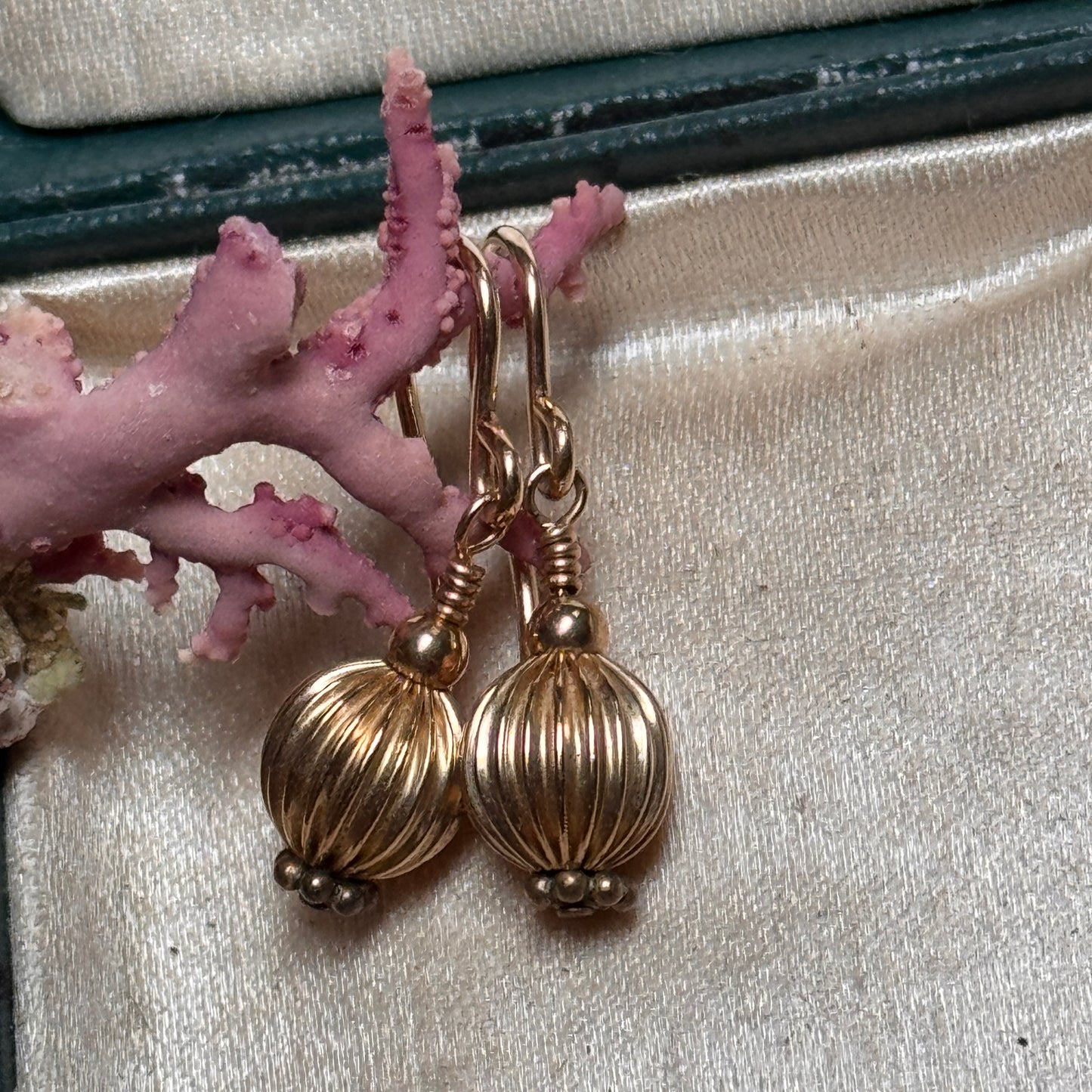 14K Yellow Gold Bead Earrings