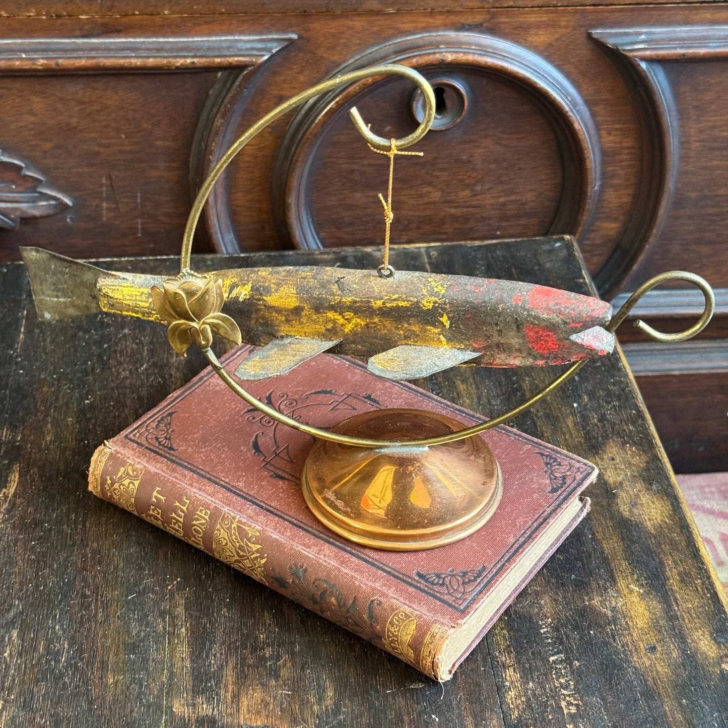 Hand Carved Folk Art Working Fish Decoy by Johnston