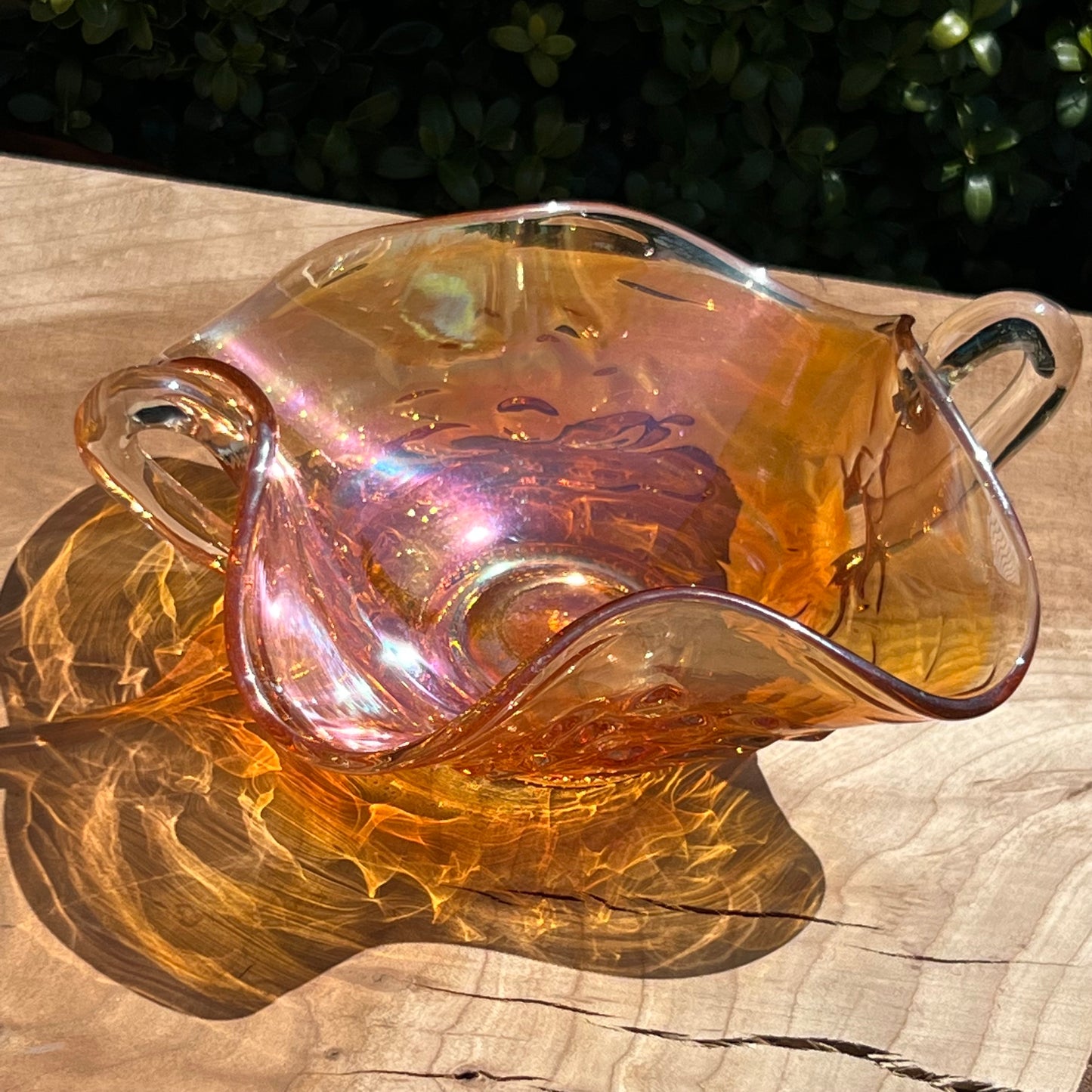 Vintage Fenton Honeycomb & Clover Style Marigold Carnival Glass Bon Bon Dish