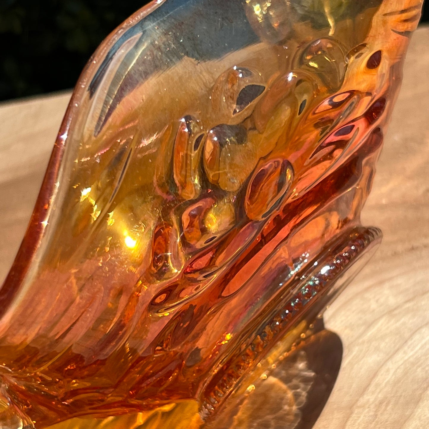 Vintage Fenton Honeycomb & Clover Style Marigold Carnival Glass Bon Bon Dish