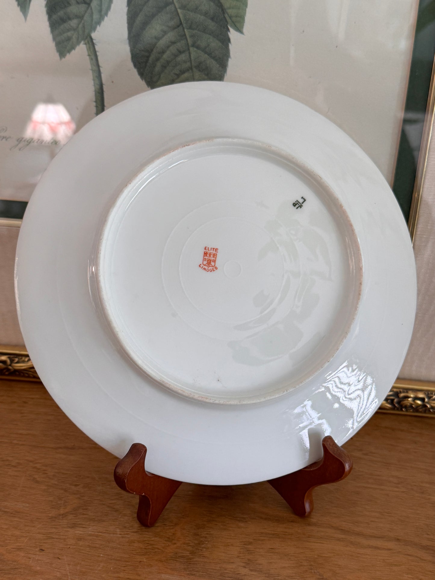 B & Co Gilt Handled Serving Dish and Two Elite French Limoges Dessert Plates