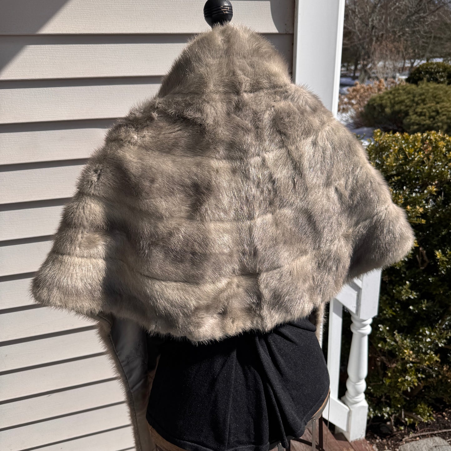 Vintage Adrian Thal New York, Miami Grey Mink Fur Shawl Wrap