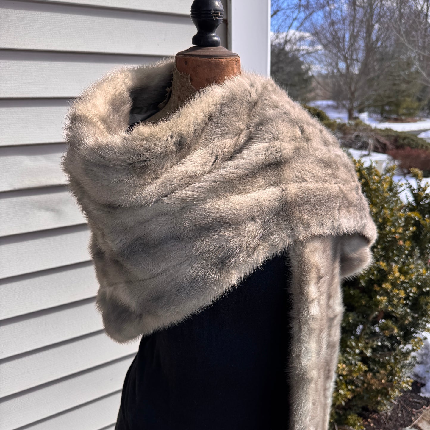 Vintage Adrian Thal New York, Miami Grey Mink Fur Shawl Wrap