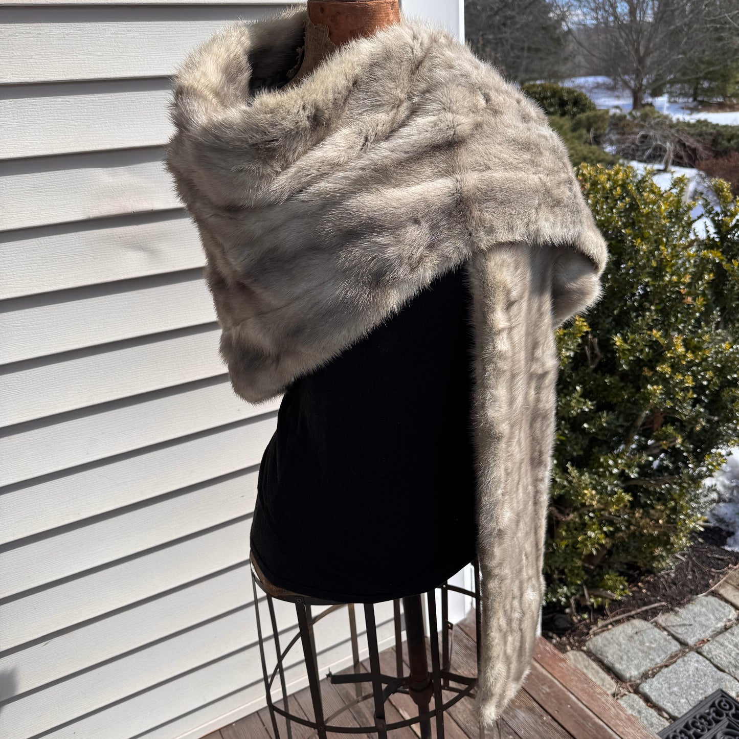 Vintage Adrian Thal New York, Miami Grey Mink Fur Shawl Wrap