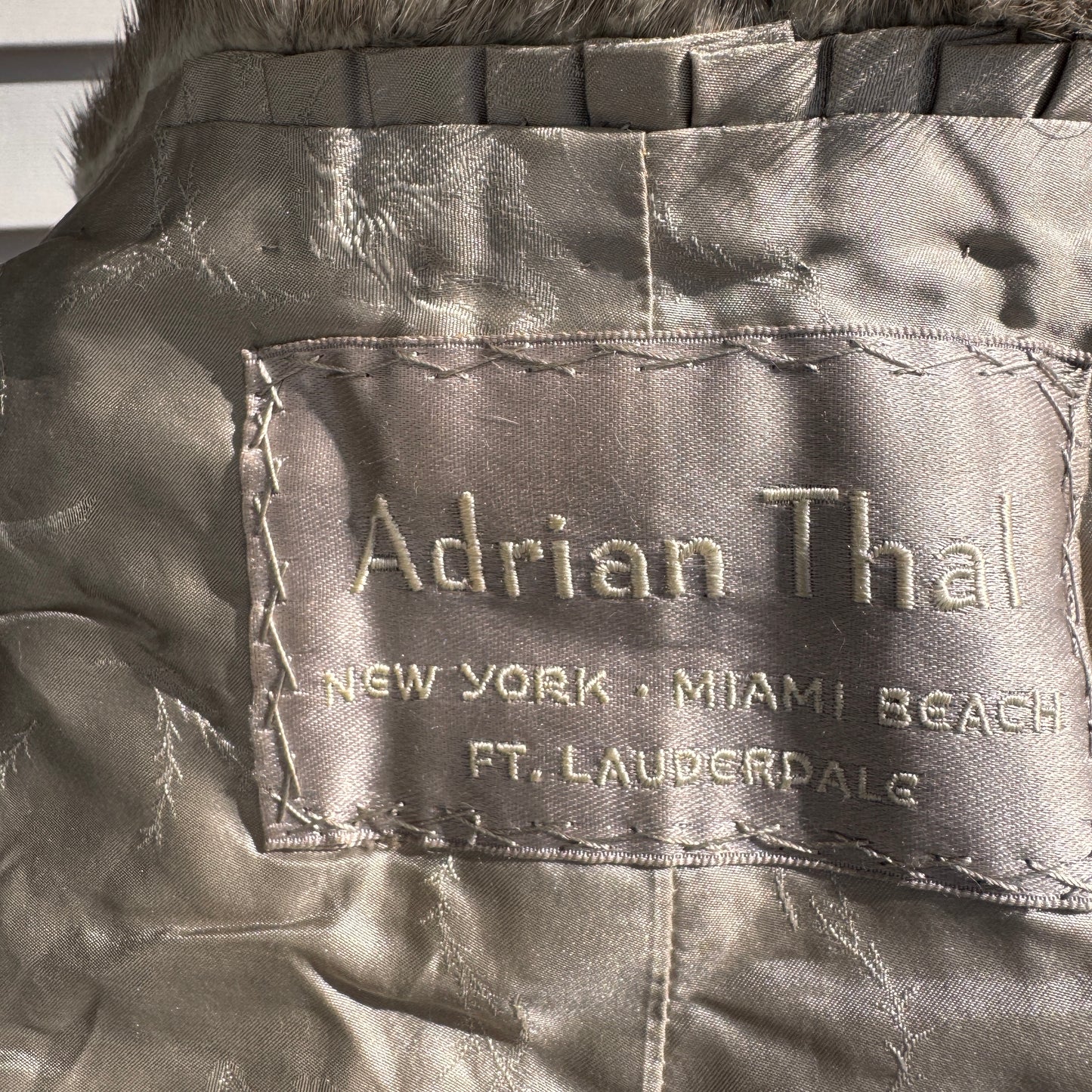 Vintage Adrian Thal New York, Miami Grey Mink Fur Shawl Wrap