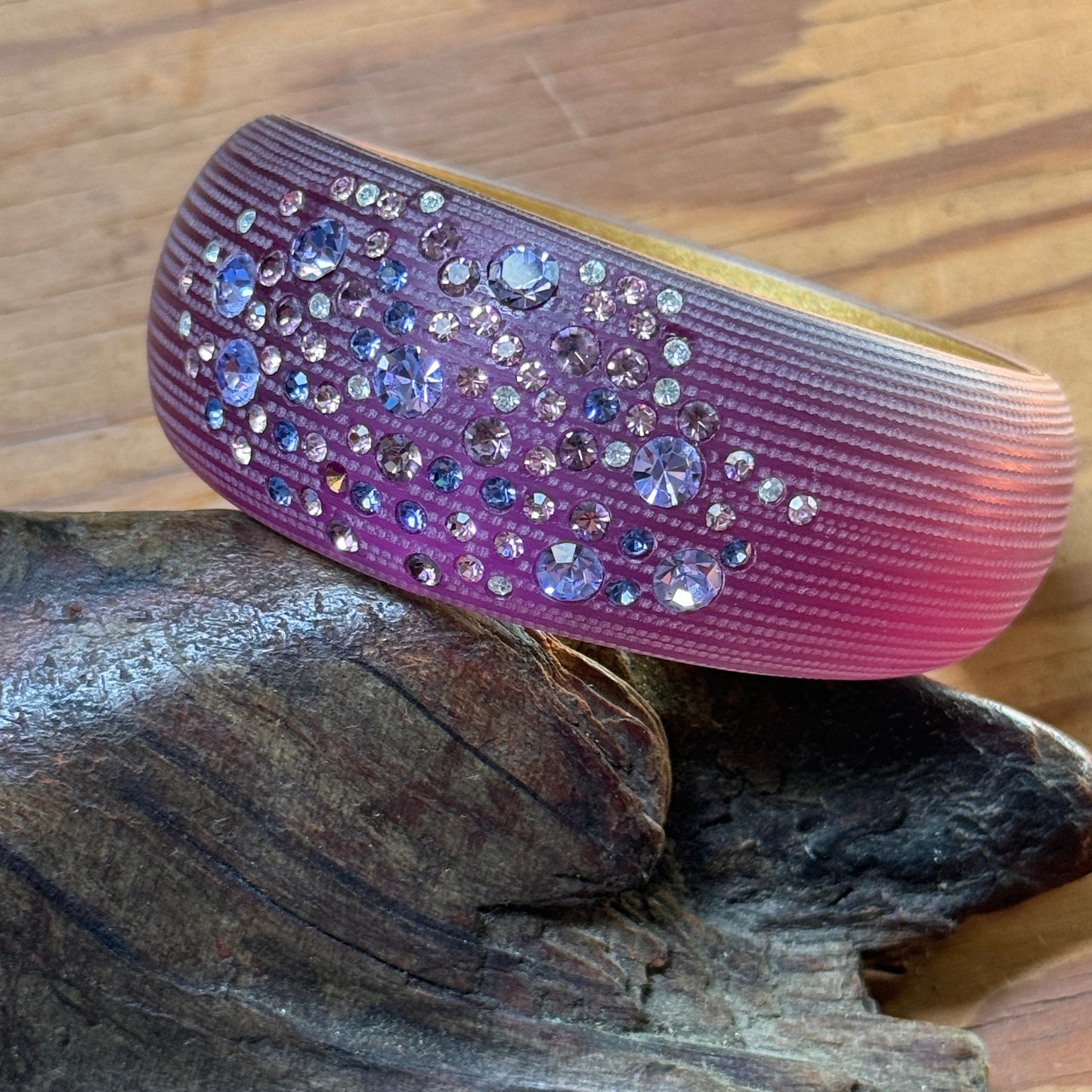 Alexis Bittar Magenta Crystal Textured Lucite Bangle Bracelet