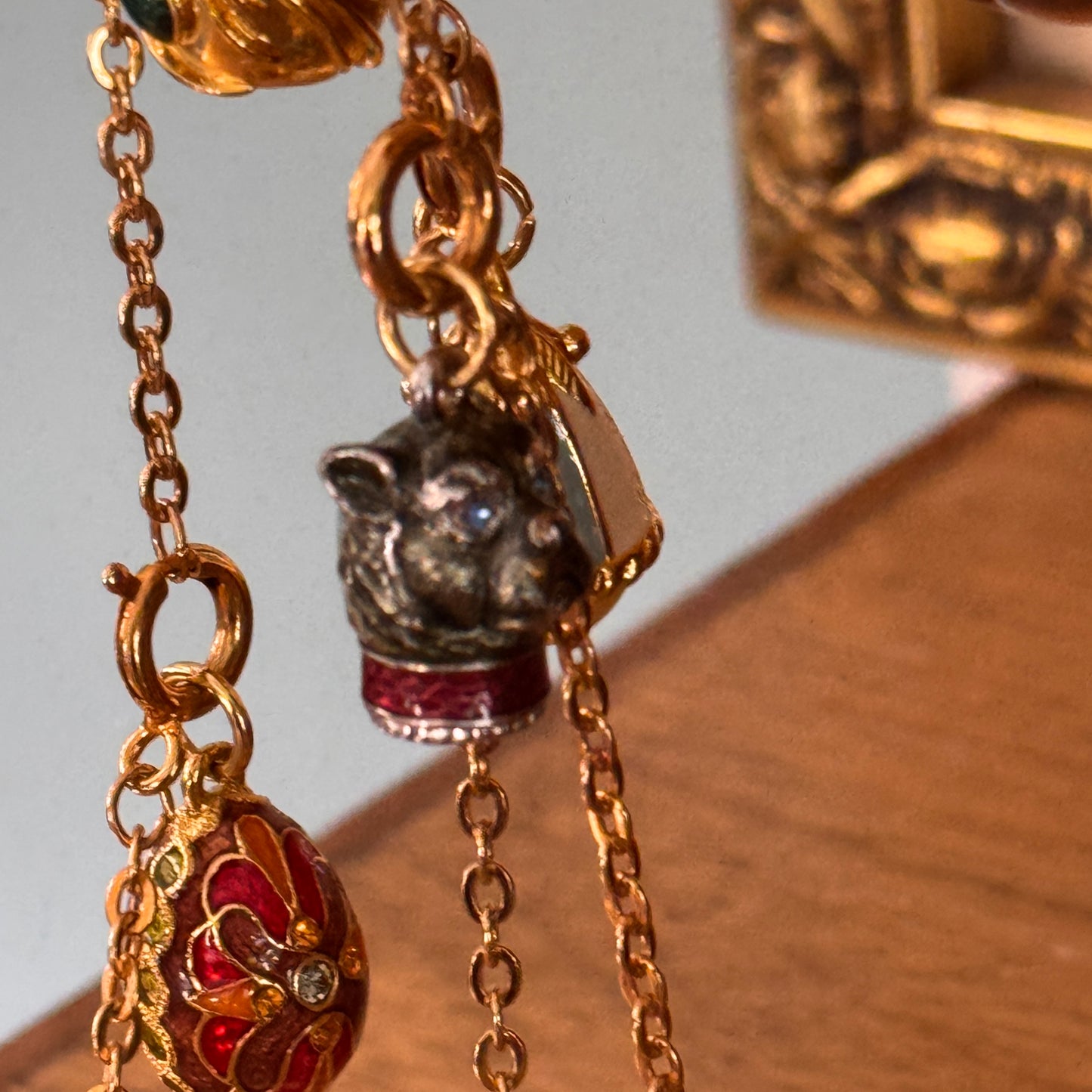 Joan Rivers Faberge Charm Enamel Egg Necklace 52 Charms
