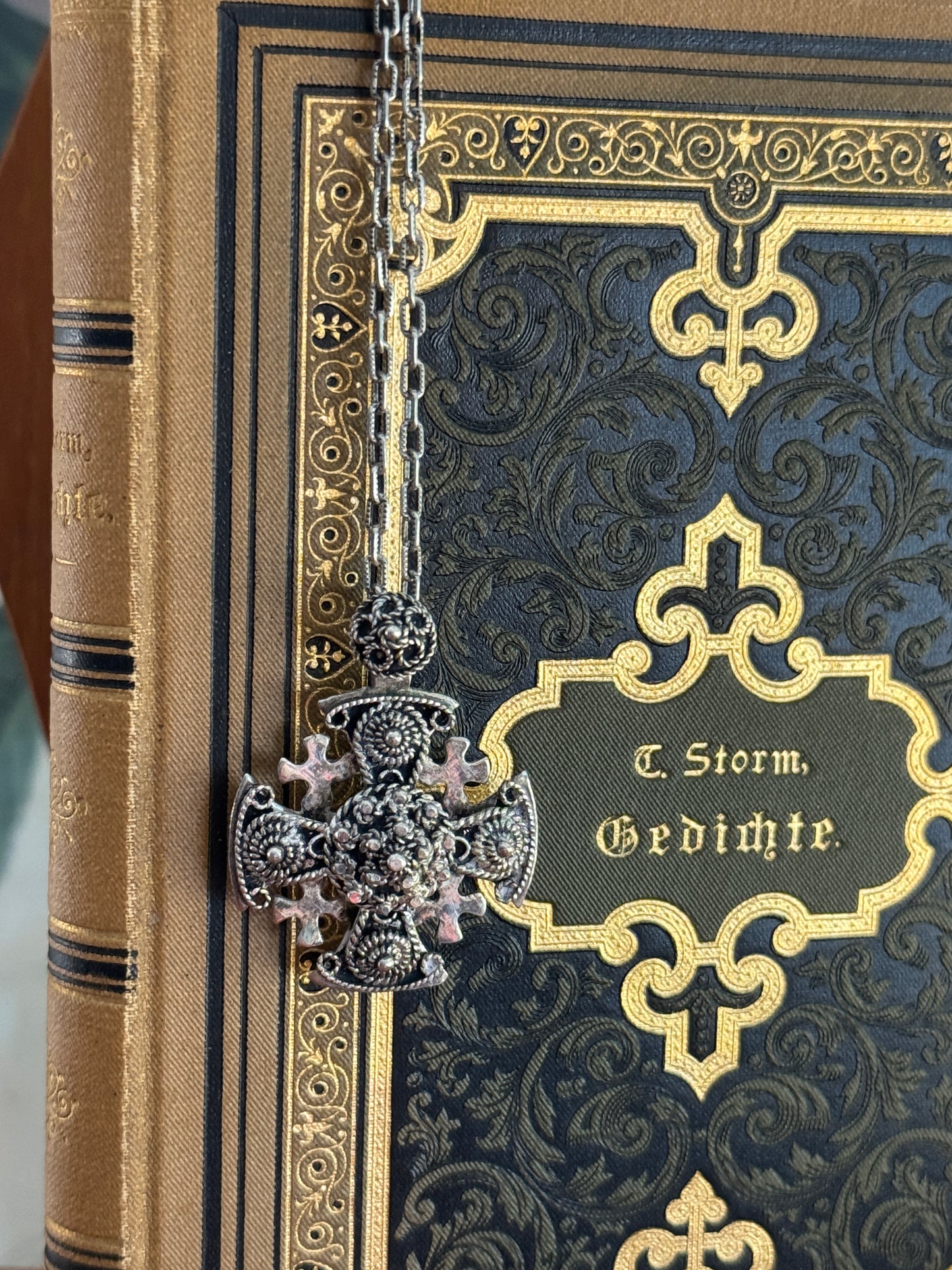 950 Silver Jerusalem Maltese Crusader Cross Pendant Necklace