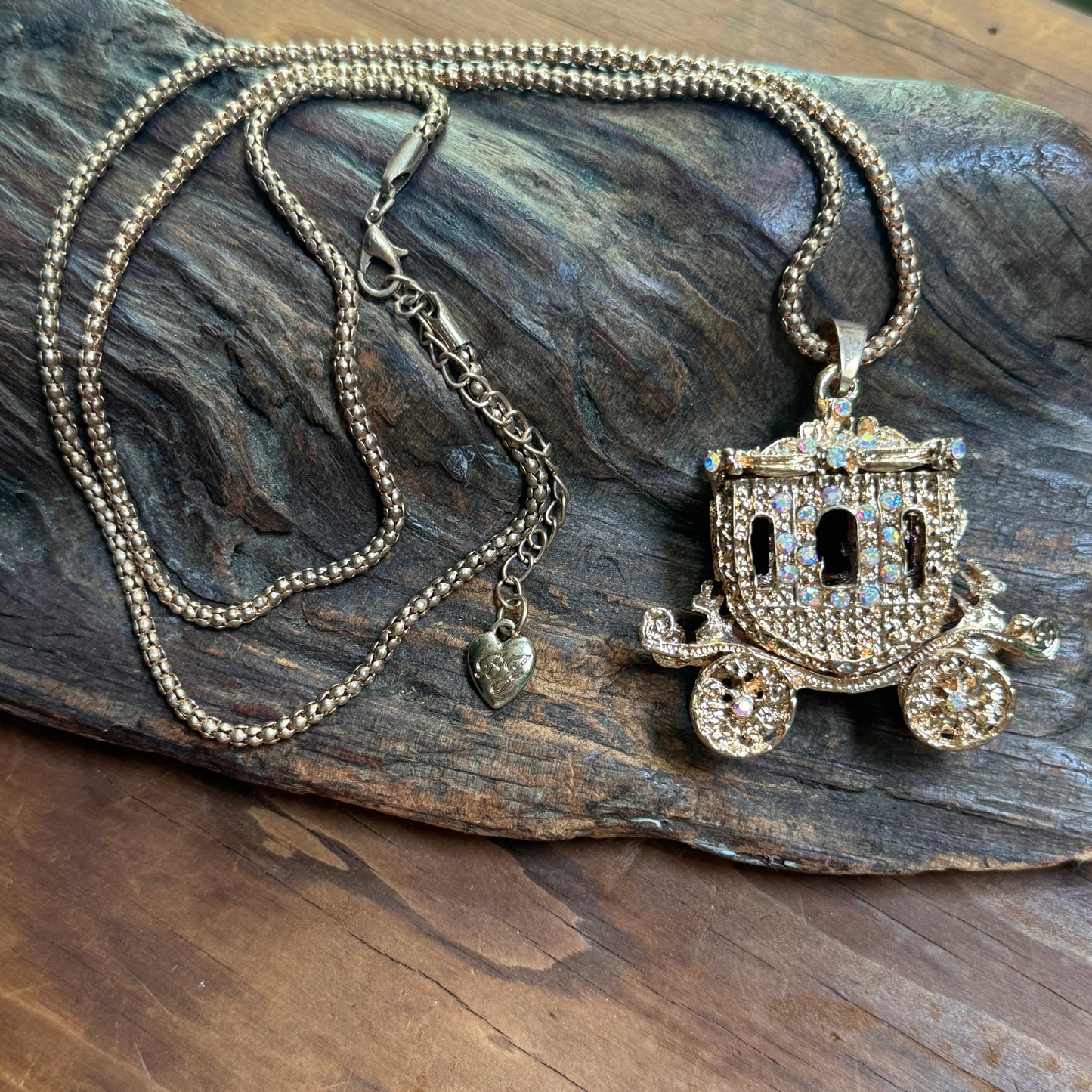 Betsey Johnson Rhinestone Encrusted Princess Coach Necklace