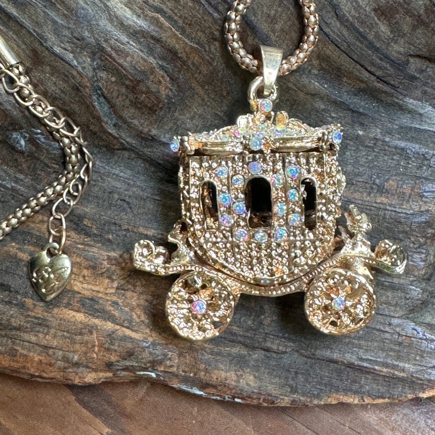 Betsey Johnson Rhinestone Encrusted Princess Coach Necklace