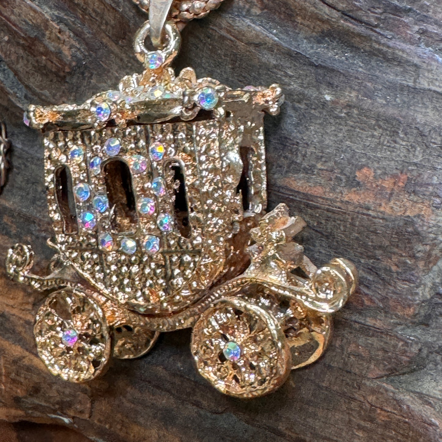 Betsey Johnson Rhinestone Encrusted Princess Coach Necklace