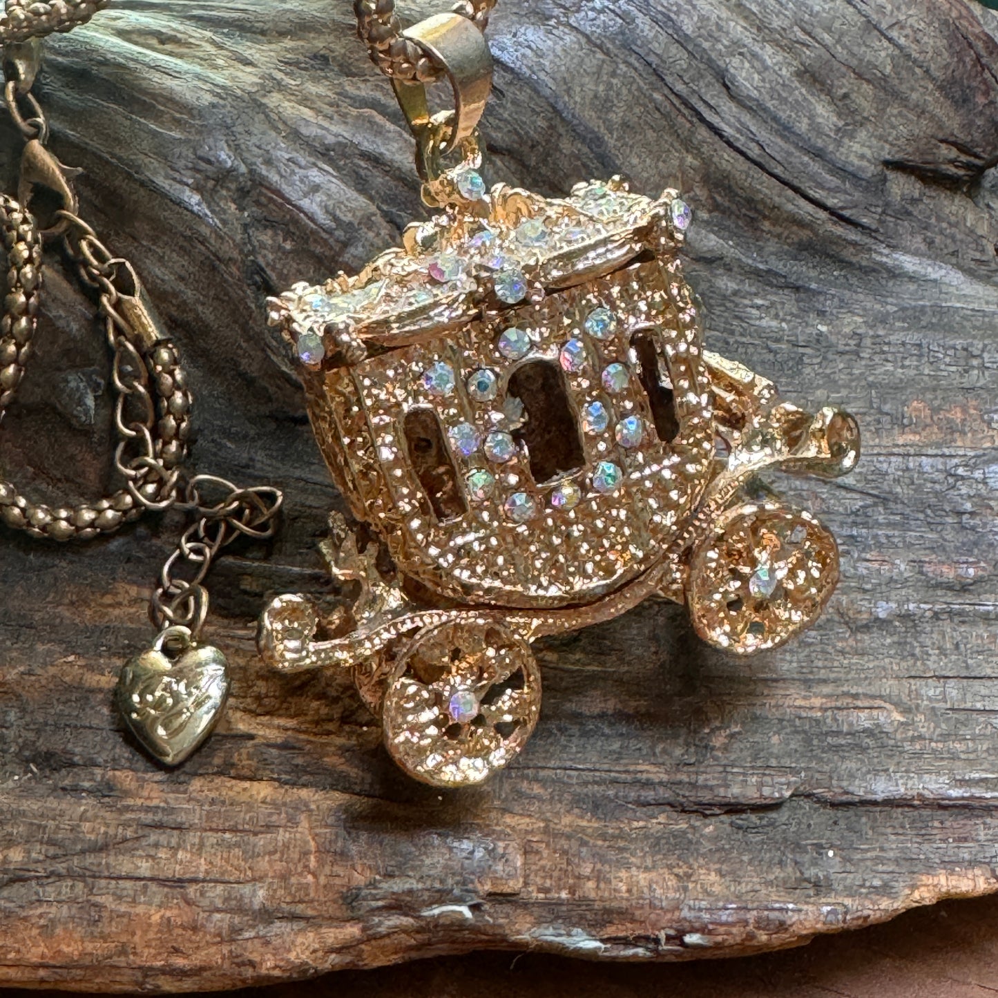 Betsey Johnson Rhinestone Encrusted Princess Coach Necklace