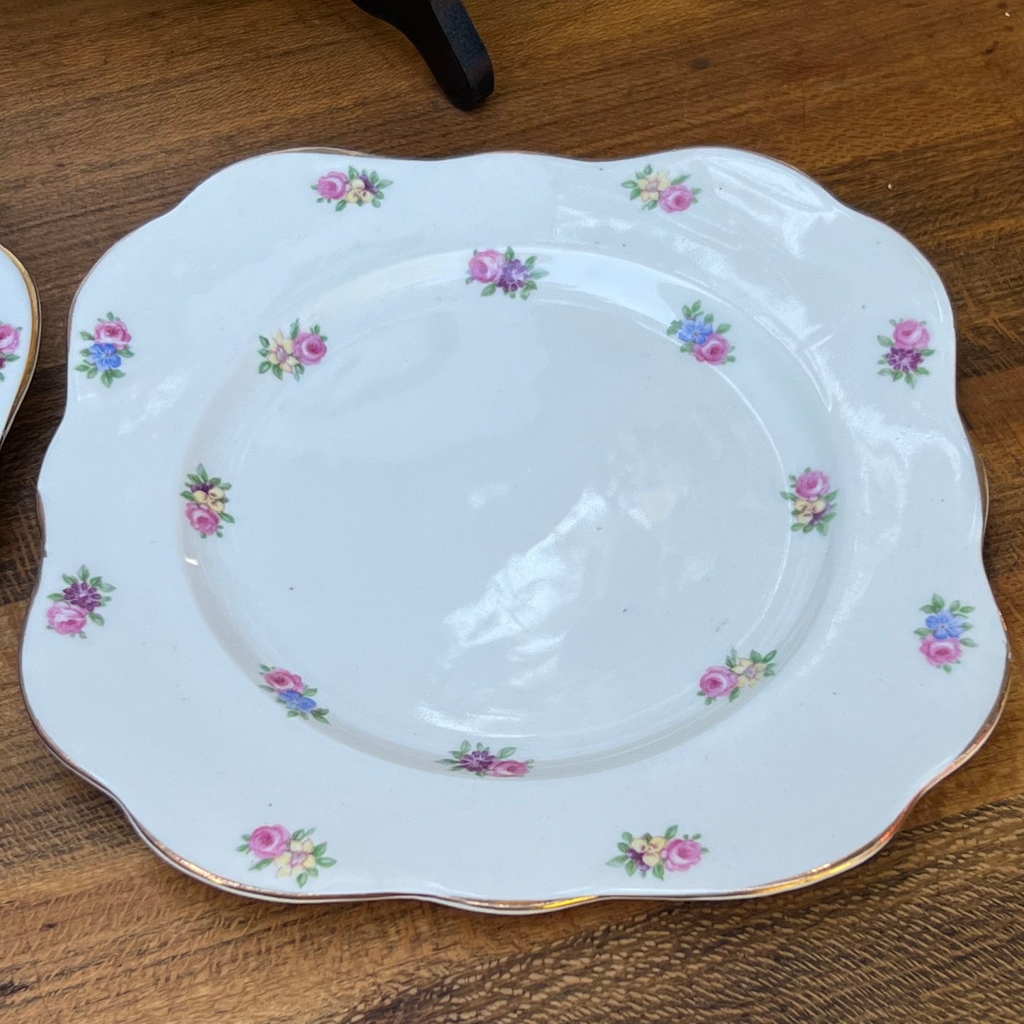 Three Vintage Colclough China English Bone China Square Floral Salad Plates