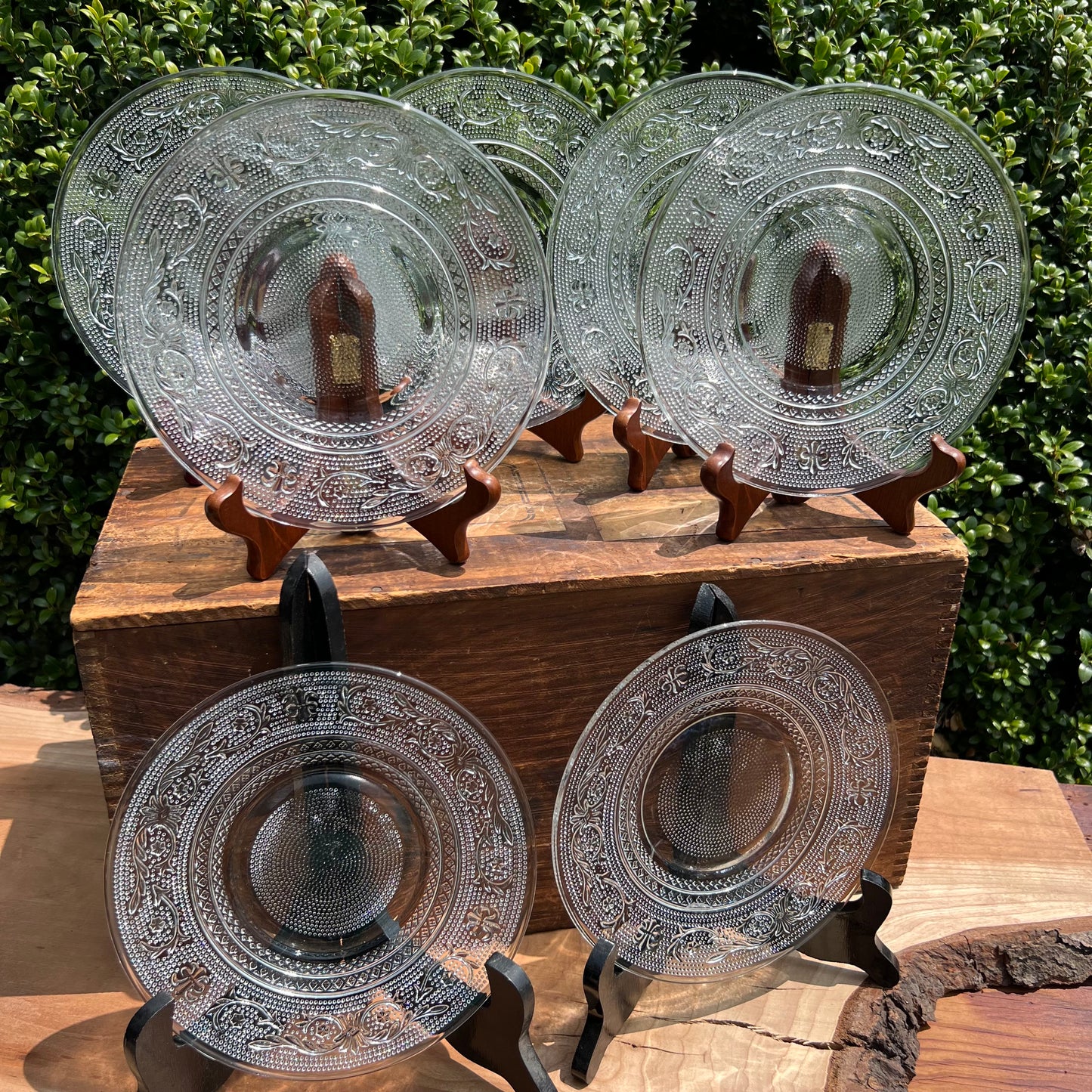 Eight Vintage Indiana Glass Trellis Salad Plates