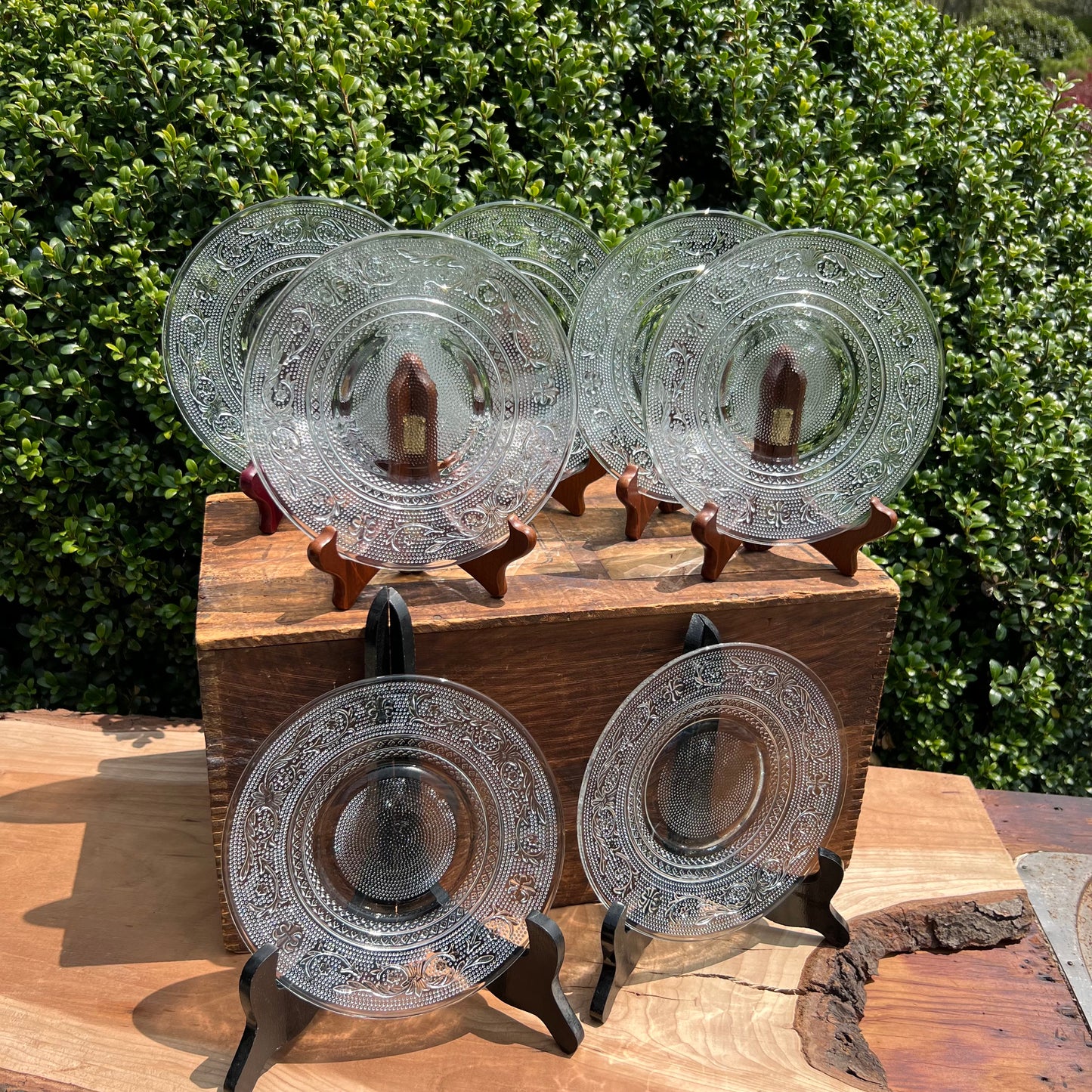 Eight Vintage Indiana Glass Trellis Salad Plates