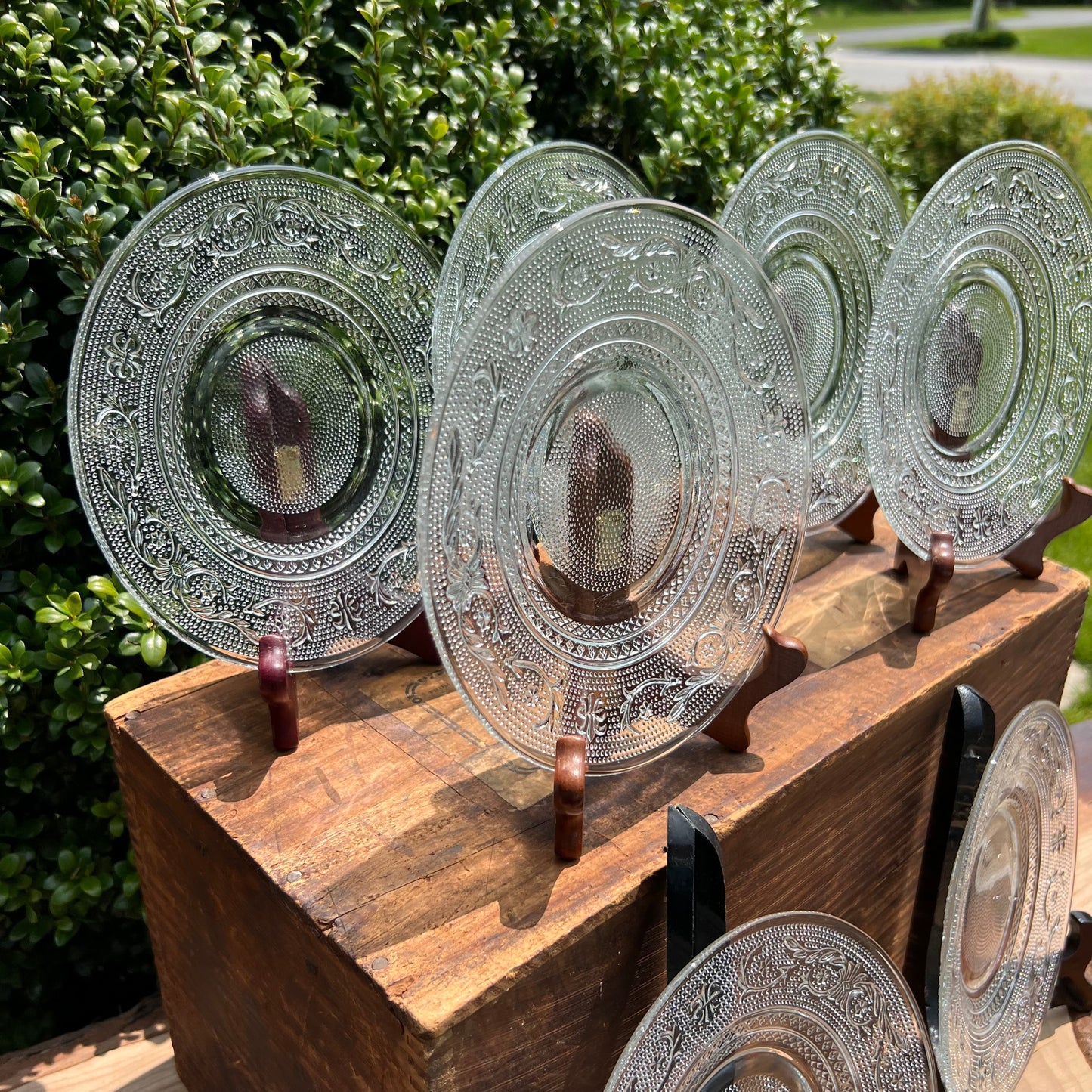 Eight Vintage Indiana Glass Trellis Salad Plates