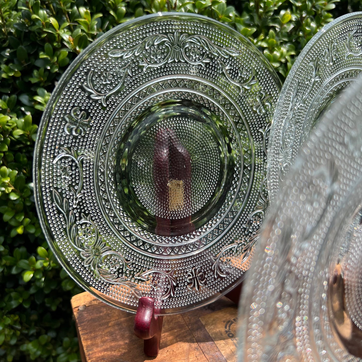 Eight Vintage Indiana Glass Trellis Salad Plates