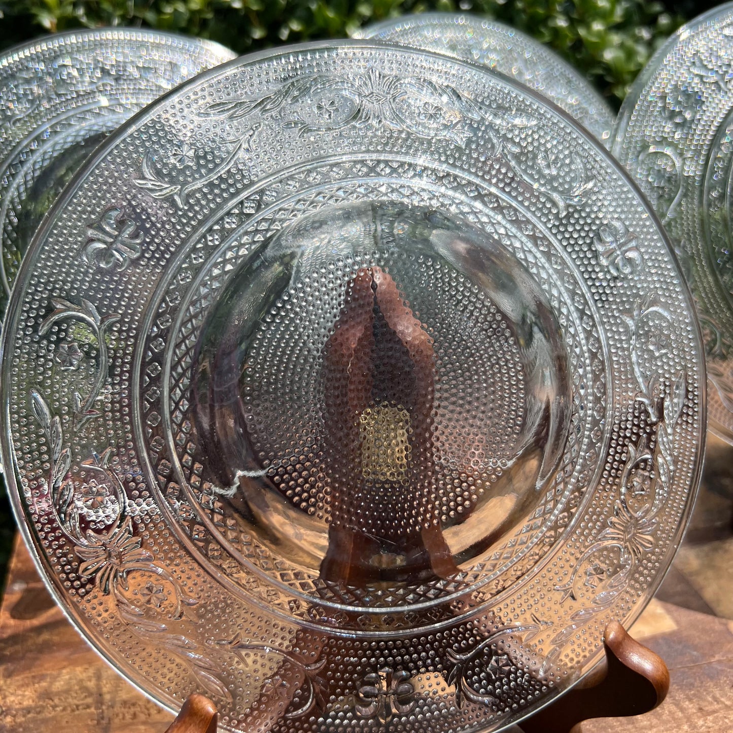 Eight Vintage Indiana Glass Trellis Salad Plates