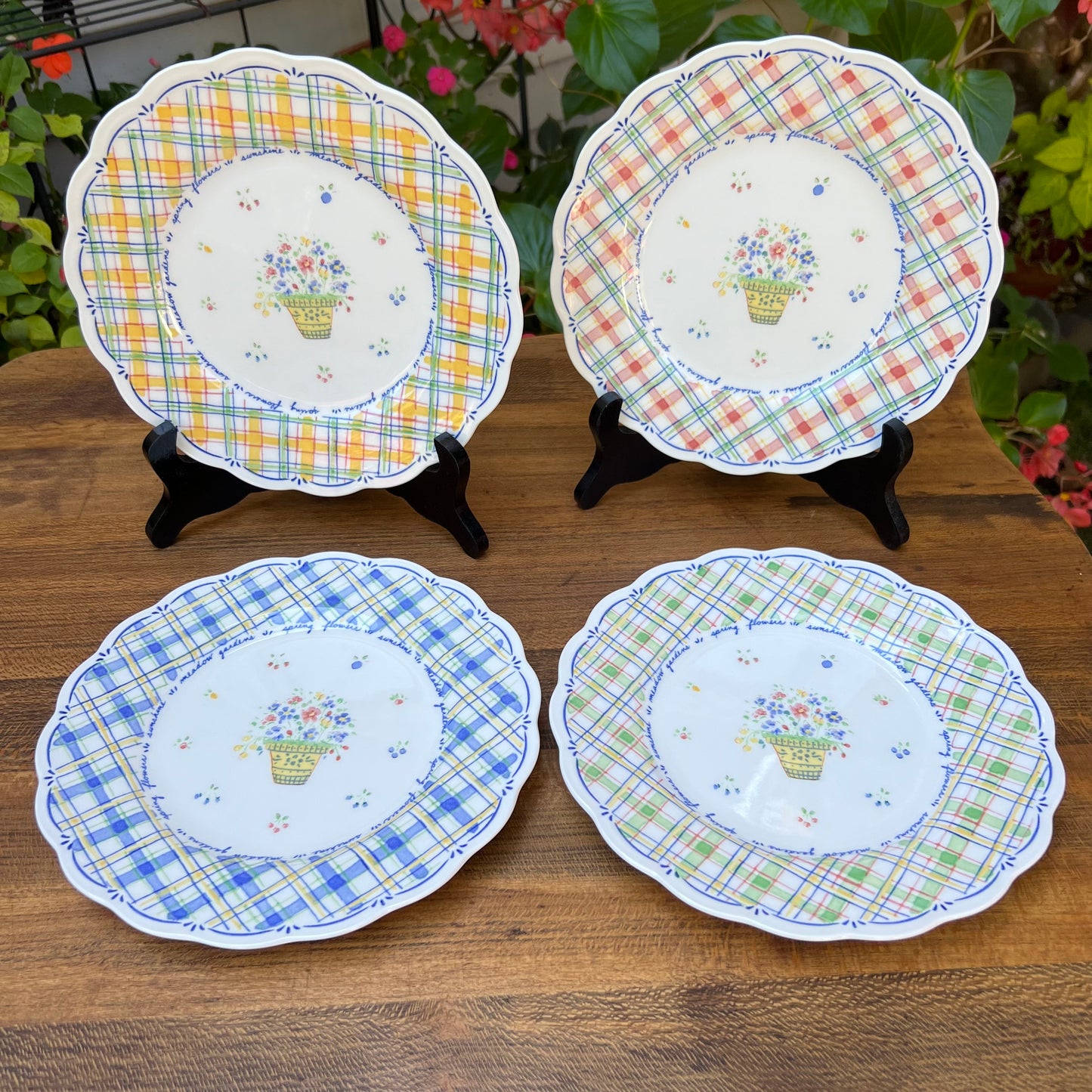 Four Japanese Nikko "Dena's Garden" Dessert Plates