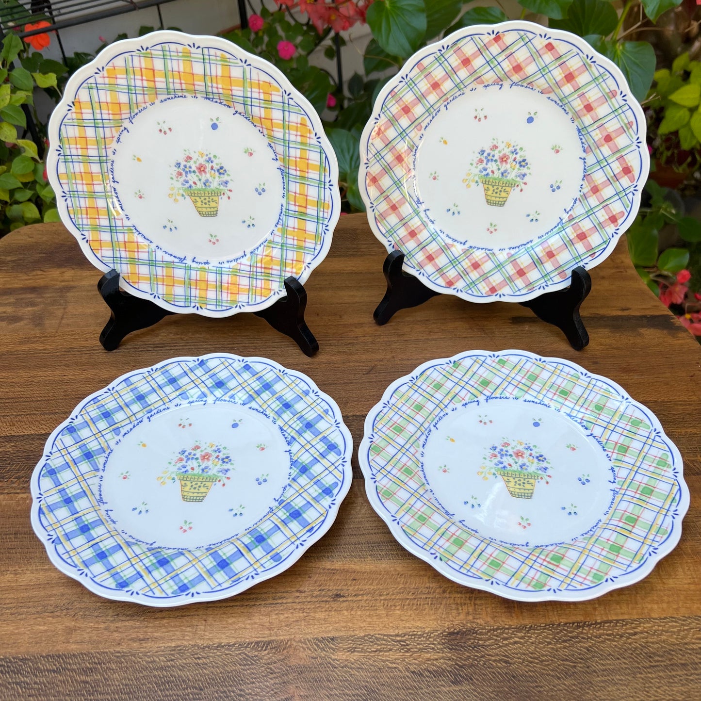 Four Japanese Nikko "Dena's Garden" Dessert Plates