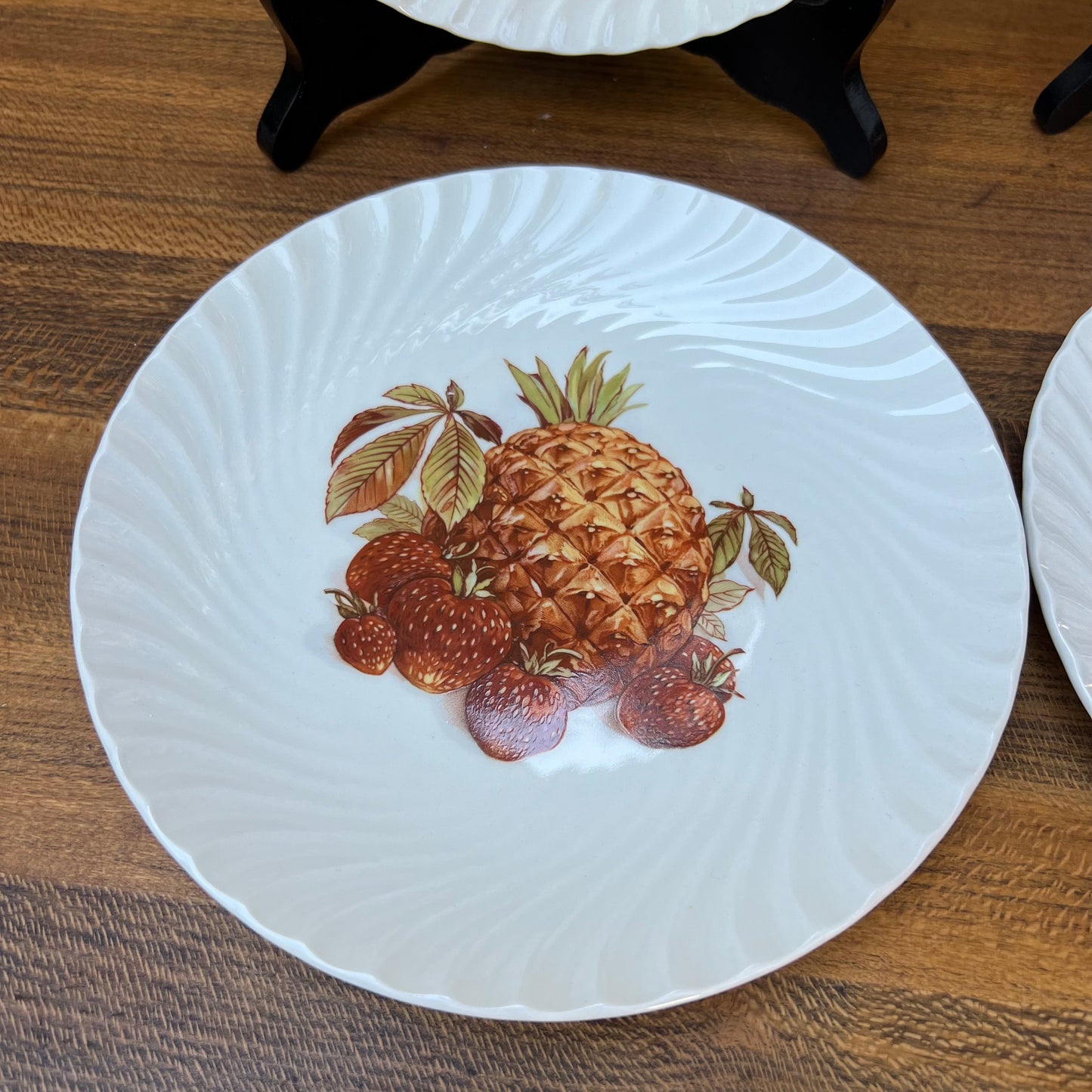 Four Burgess & Leigh Burleigh English Fruit Dessert Plates