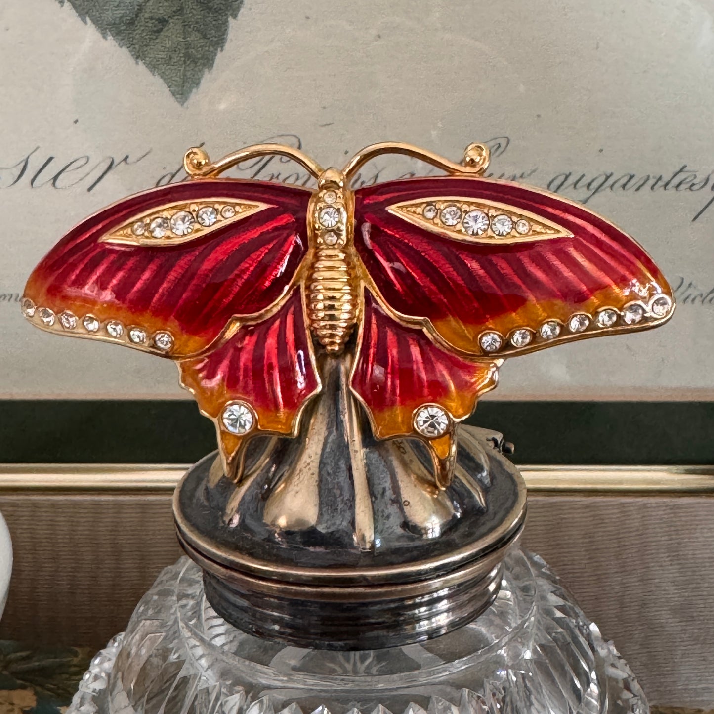 Vintage Swarovski Rhinestone & Enamel Butterfly Pin