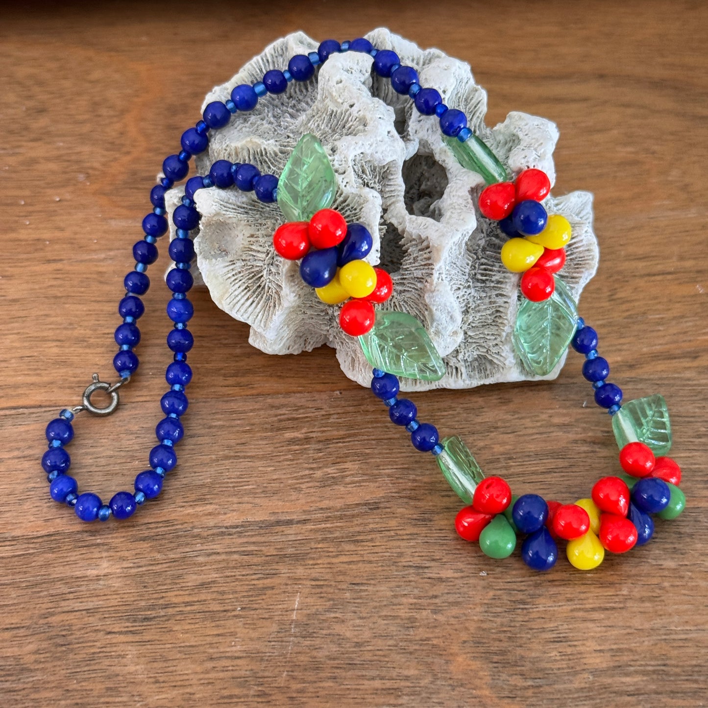 Vintage Venetian Murano Glass Mixed Fruit and Leaves Necklace