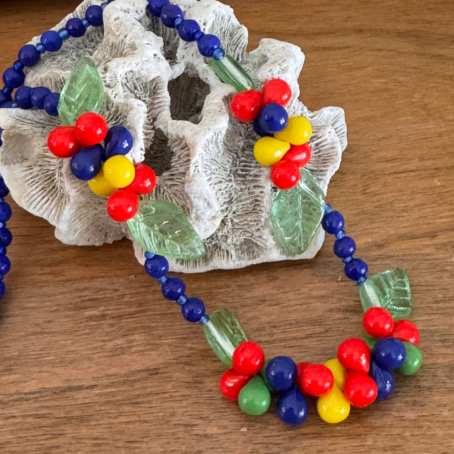 Vintage Venetian Murano Glass Mixed Fruit and Leaves Necklace