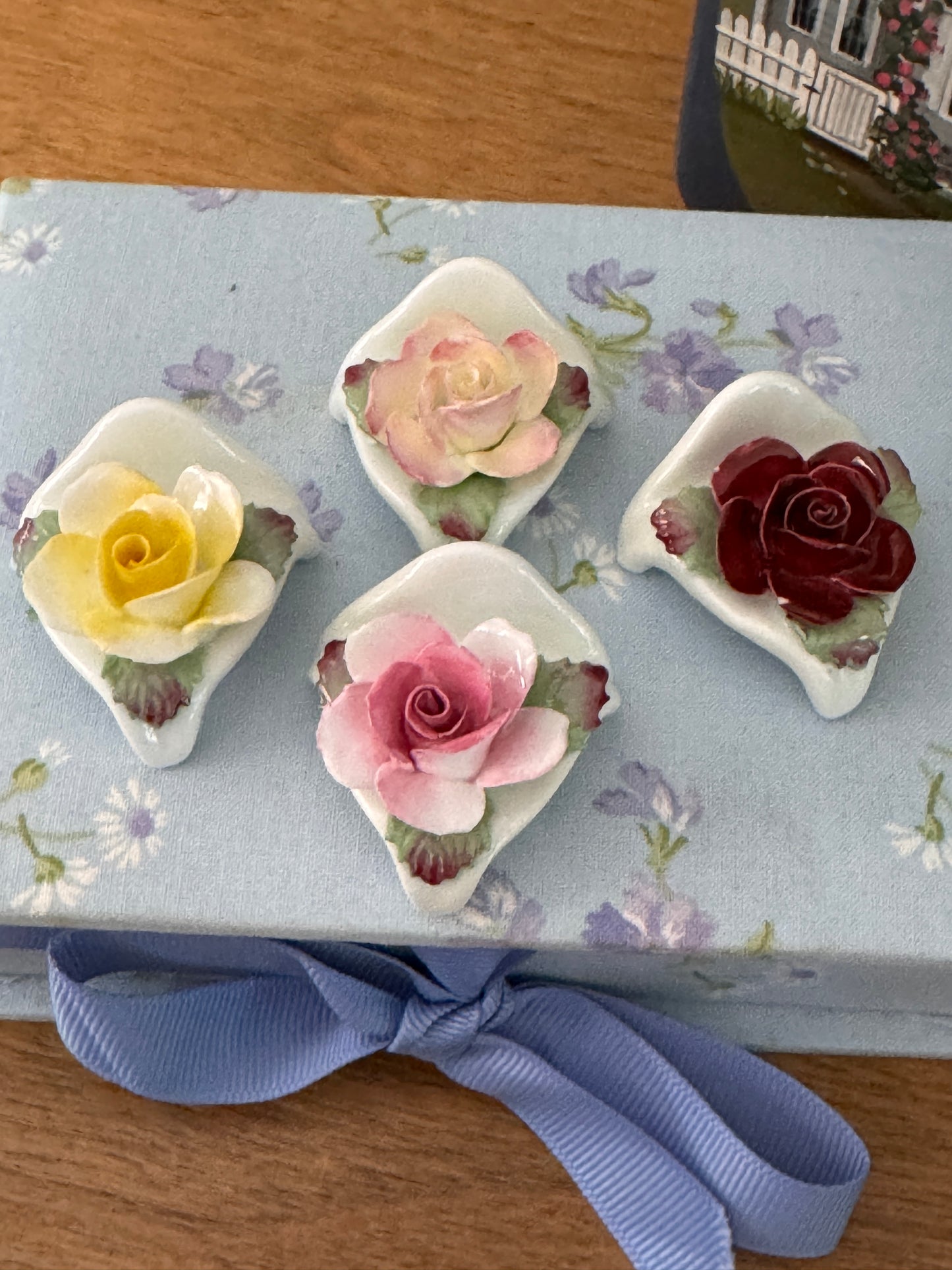Vintage Cut Crystal & Roses Glass Pedestal Cake Stand
