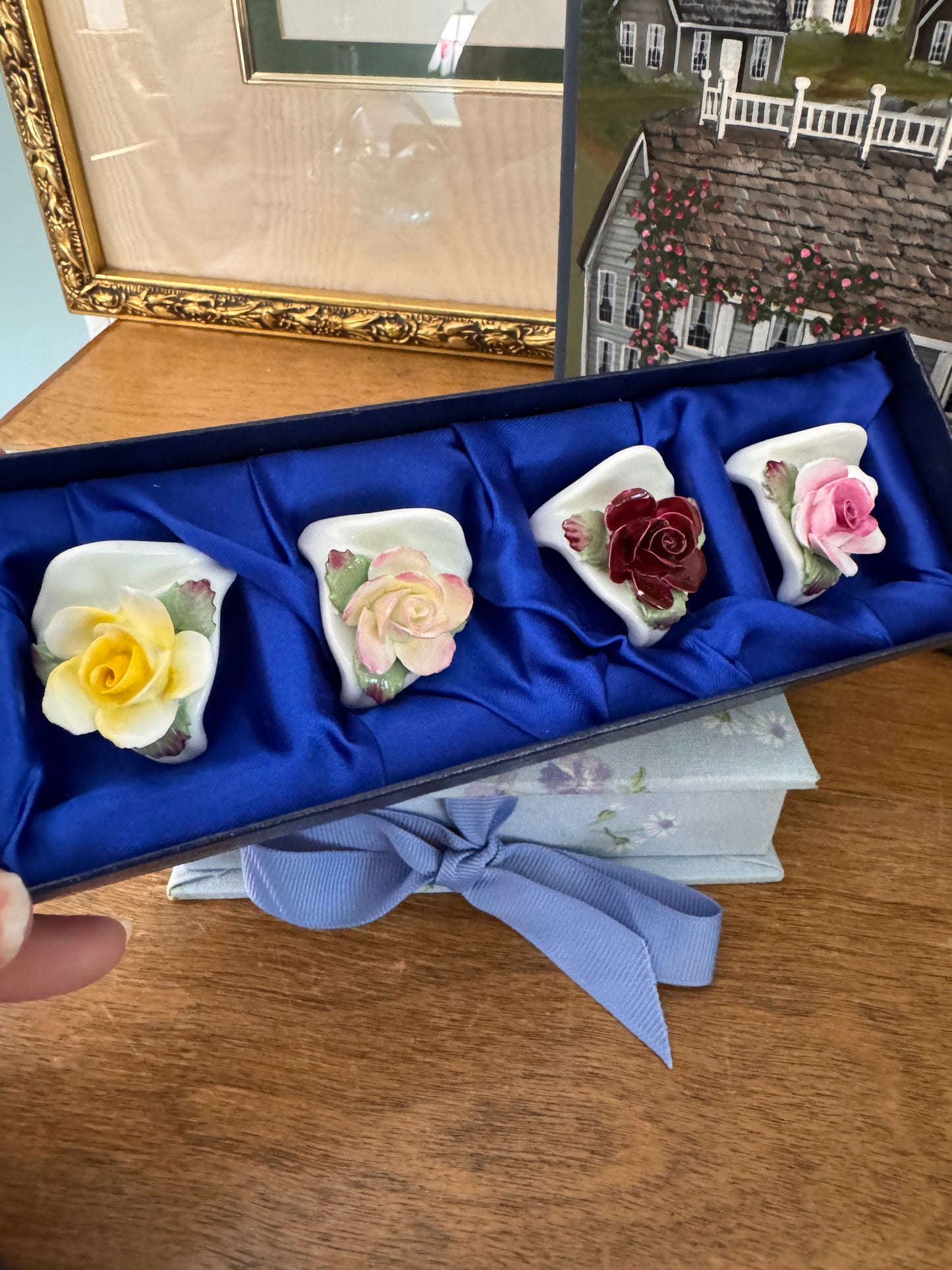 Vintage Cut Crystal & Roses Glass Pedestal Cake Stand