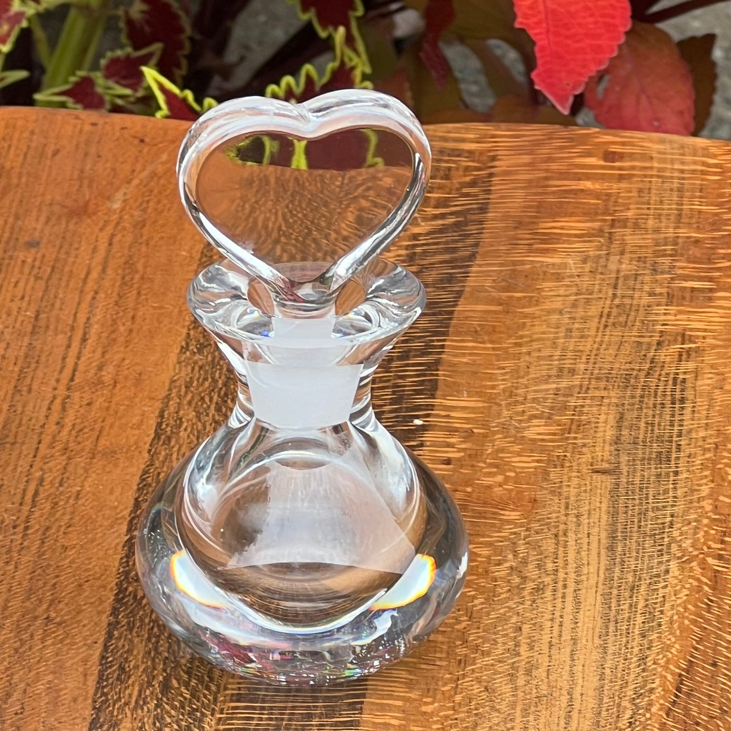 Vintage Orrefors Swedish Handmade Glass Heart Shaped Stopper Perfume Bottle