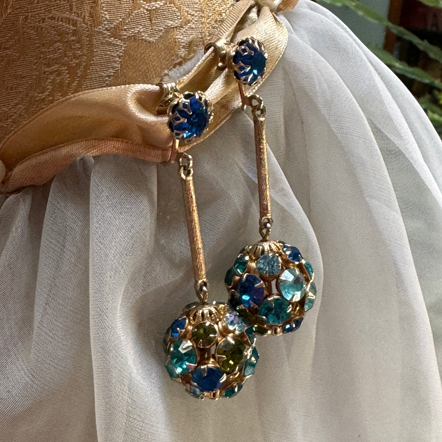 Vintage 60's dangling Rhinestone MCM Earrings