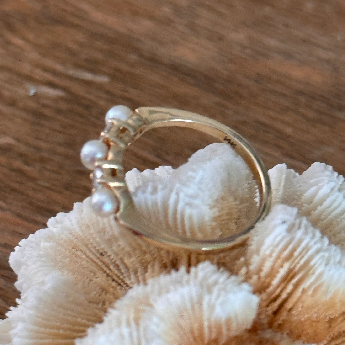 Tiffany & Co 14k Yellow Gold Diamond Pearl Ring Size 5