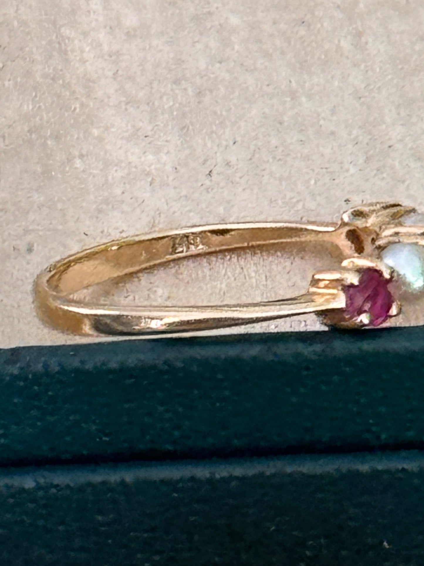 Tiffany & Co 14k Yellow Gold Ruby Akoya Pearl Ring Size 4-1/2