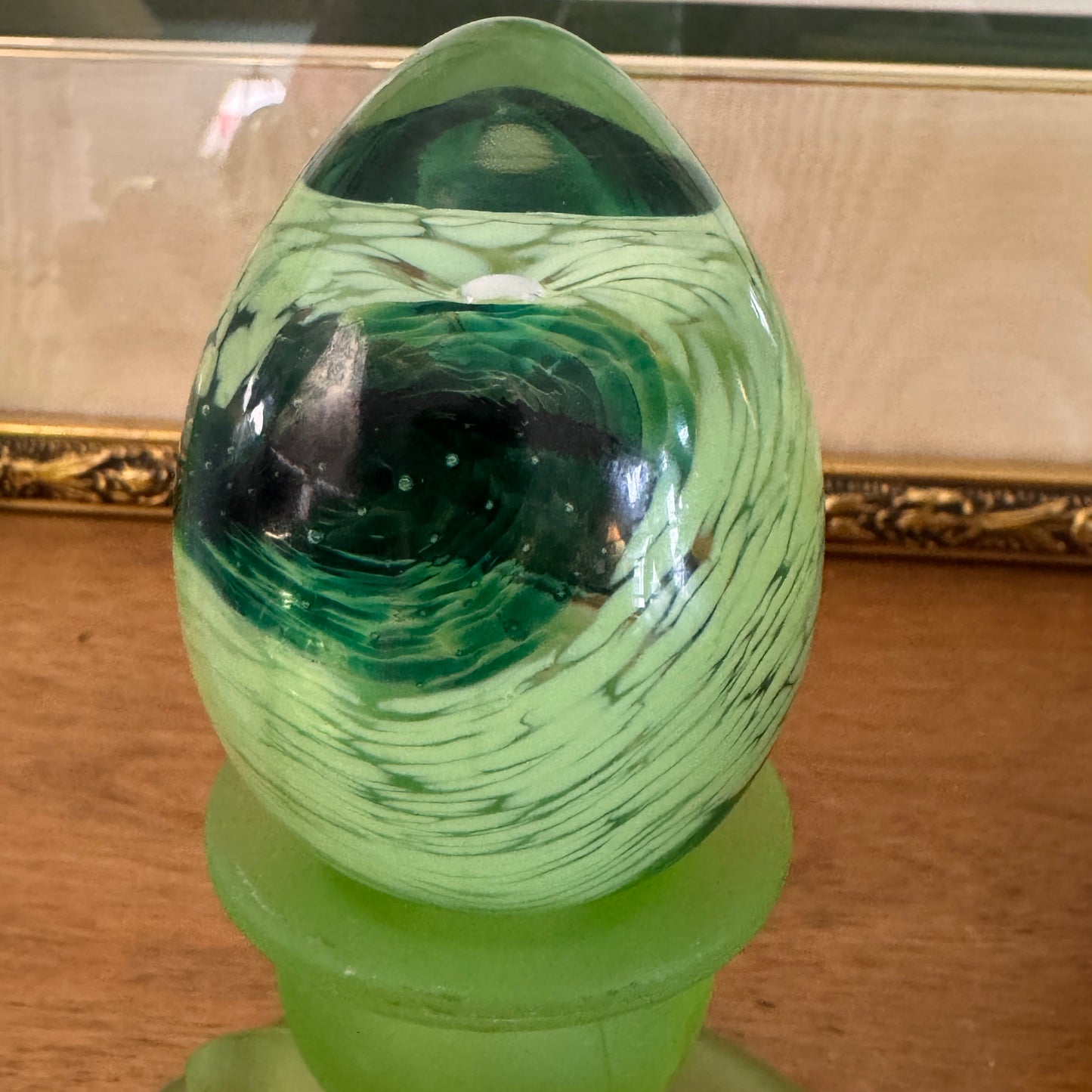 Vintage Caithness Celtic Green Scottish Stylized Floral Paperweight